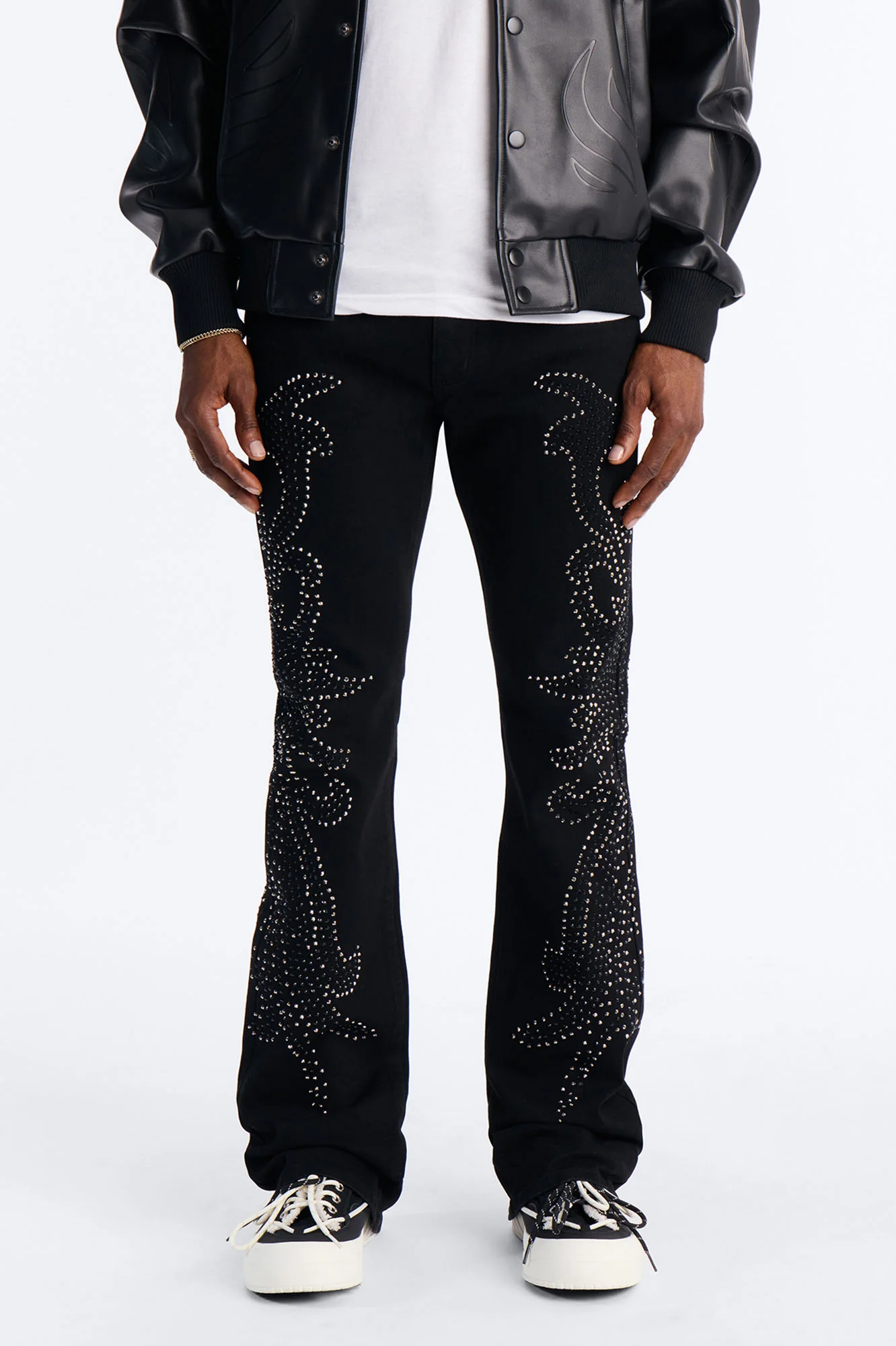 Stacked Skinny Flare Electric Storm Jean - Black
