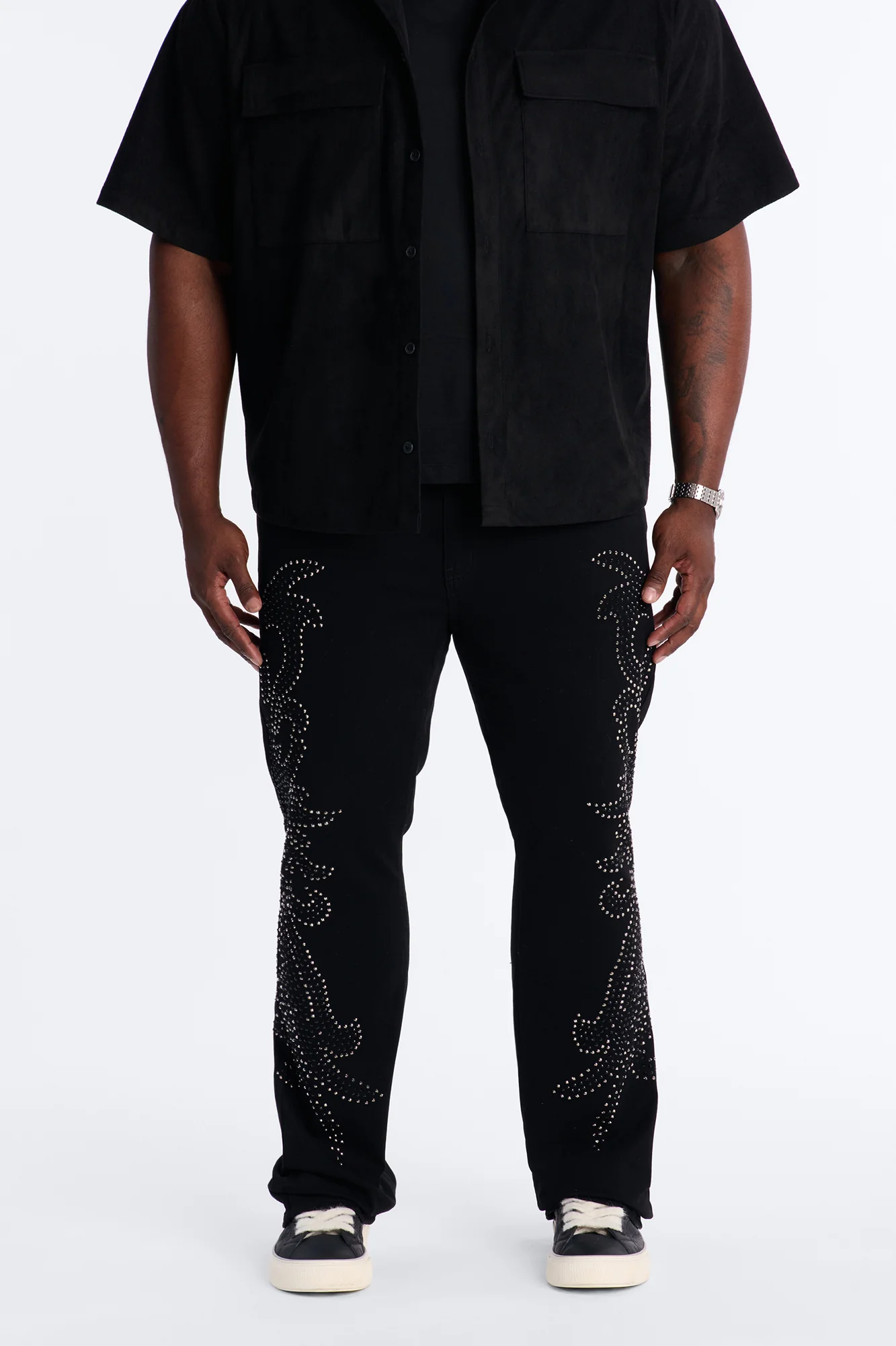 Stacked Skinny Flare Electric Storm Jean - Black - Image 6