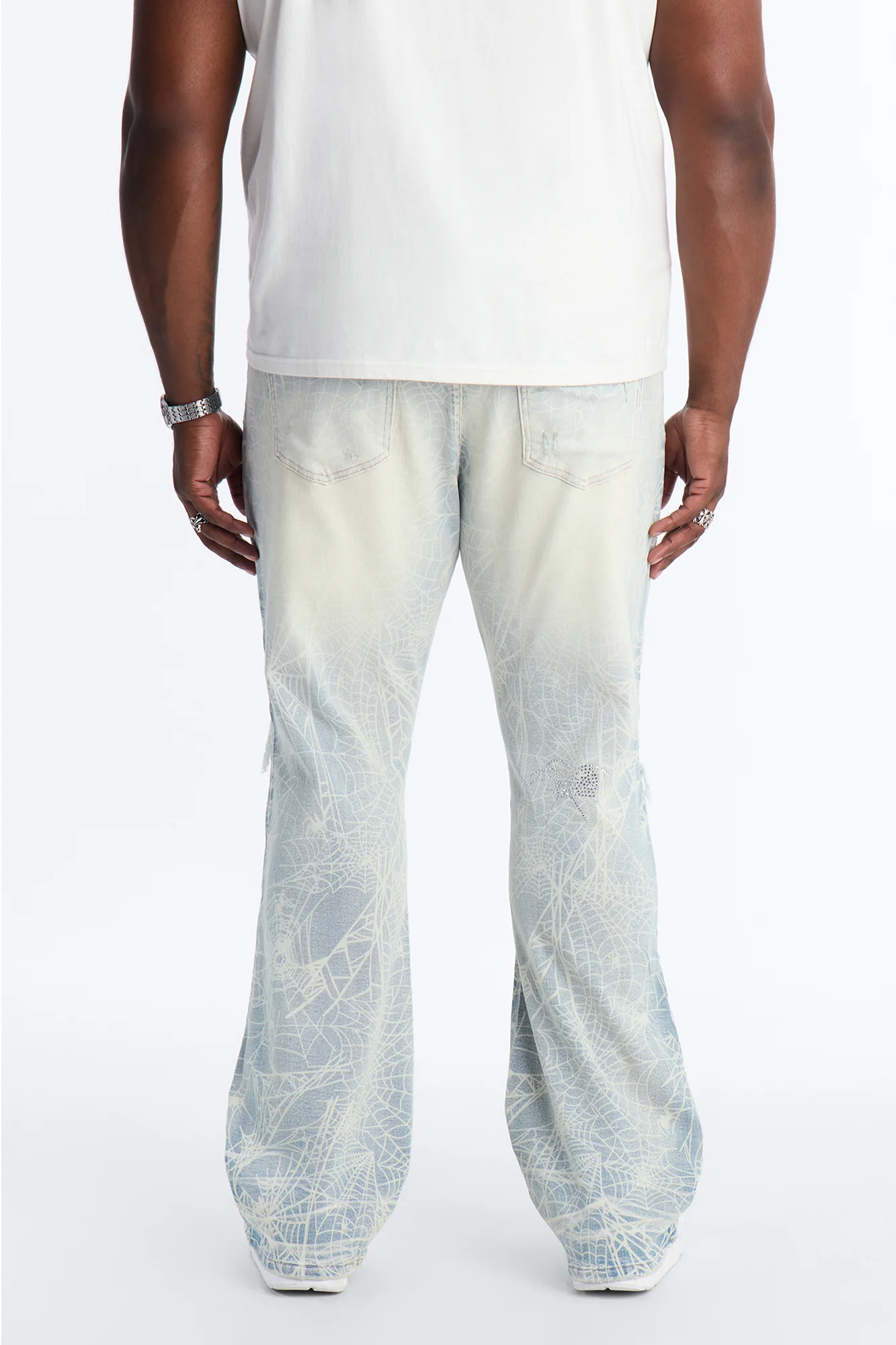 Stacked Skinny Flare Eternal Jeweled Web Jean - Light Wash - Image 11