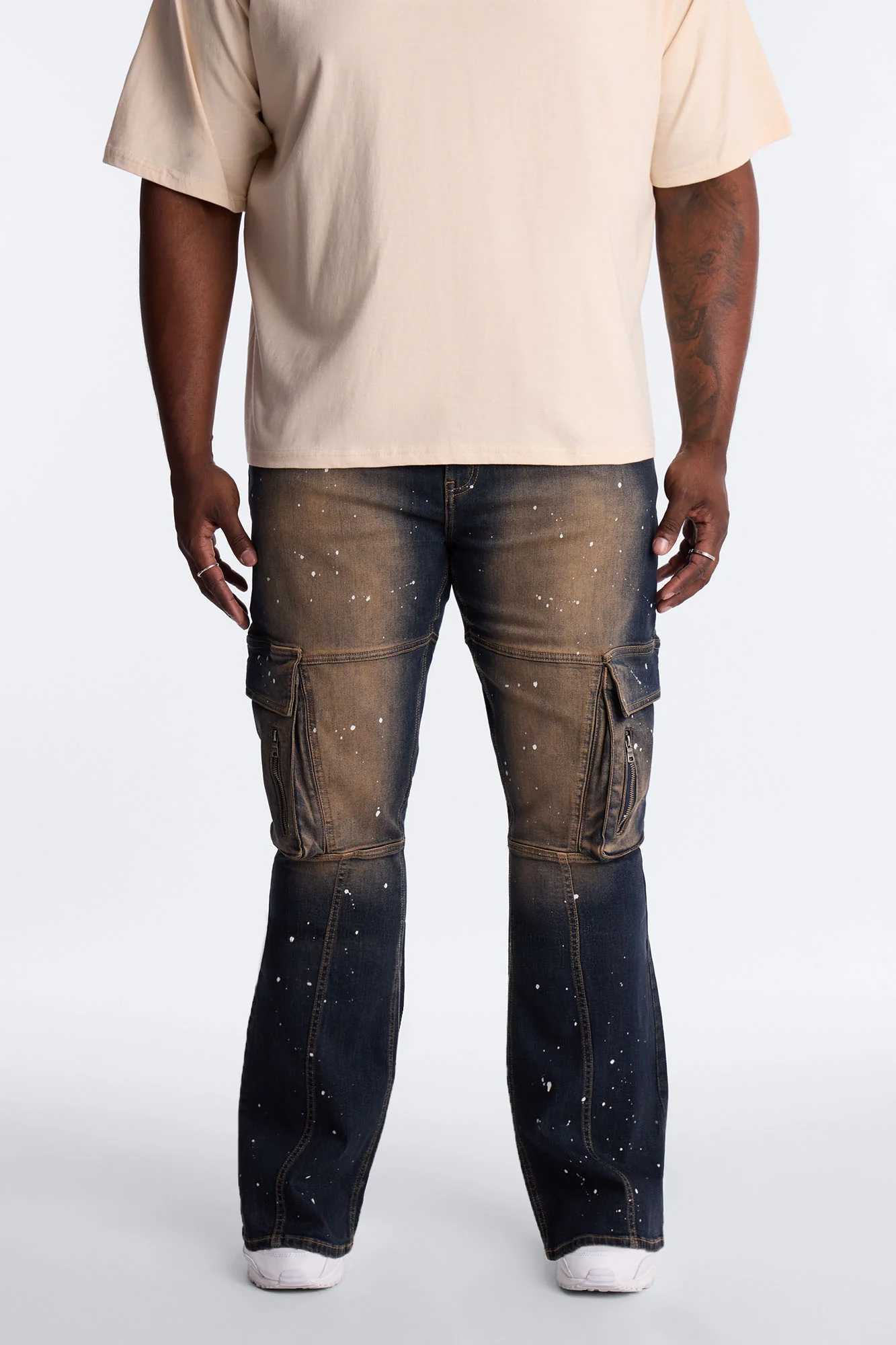 Stacked Skinny Flare Hazmat Cargo Jean - Dark Wash - Image 6