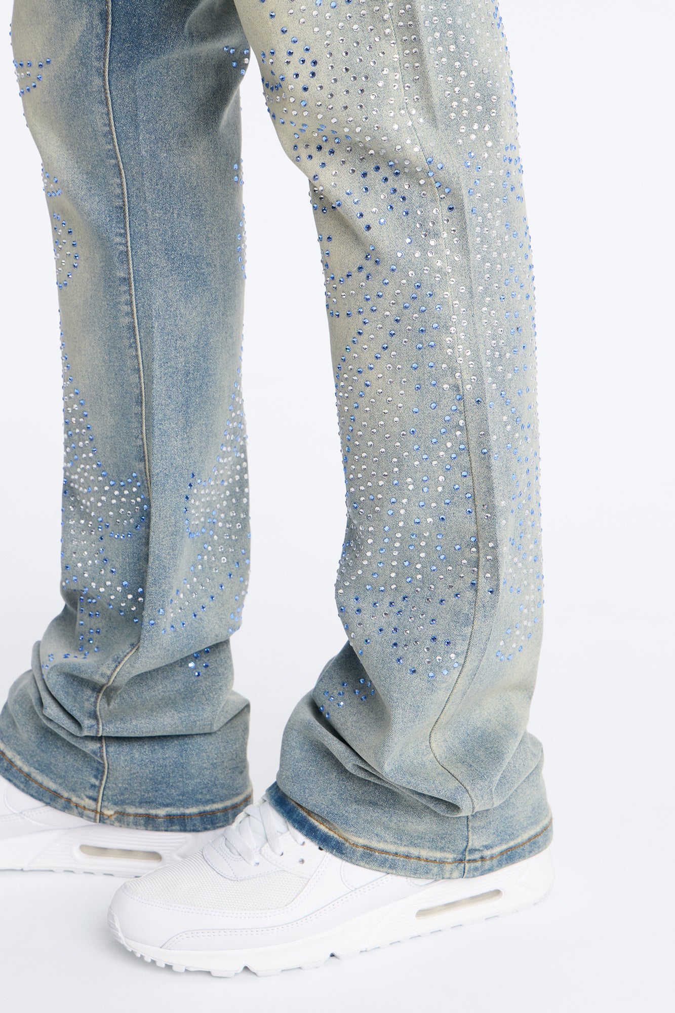 Stacked Skinny Flare Jeweled Sky Rays Jean - Light Blue Wash - Image 4