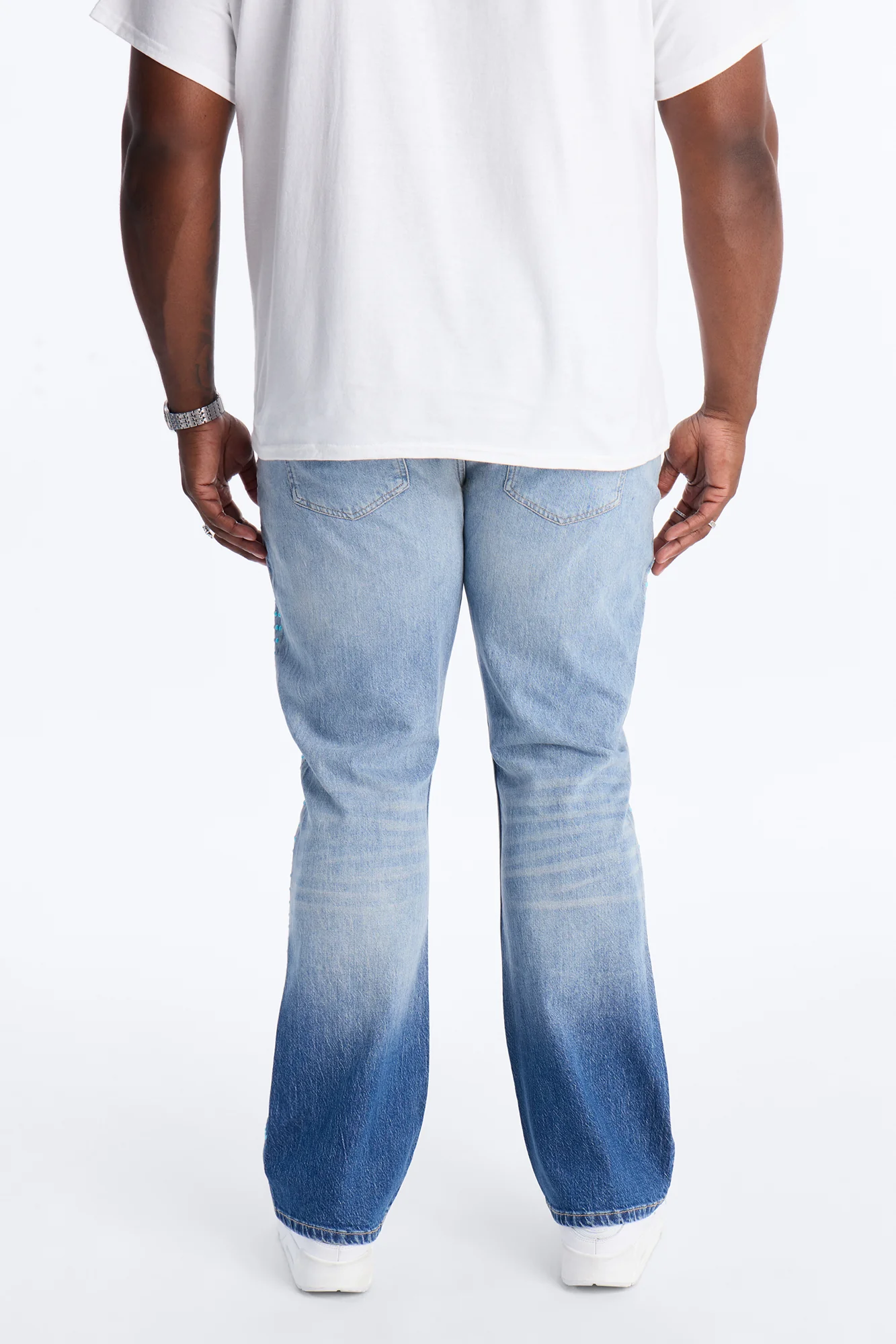 Stacked Slim Flare Pearl Strike Jeans - Light Blue Wash - Image 9