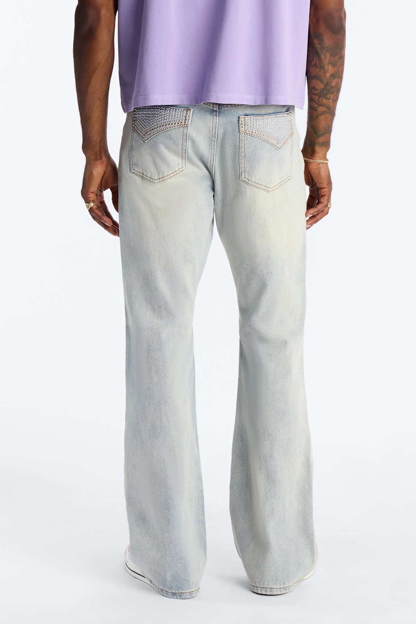 Stacked Slim Flare Stud Havoc Jean - Light Wash - Image 4