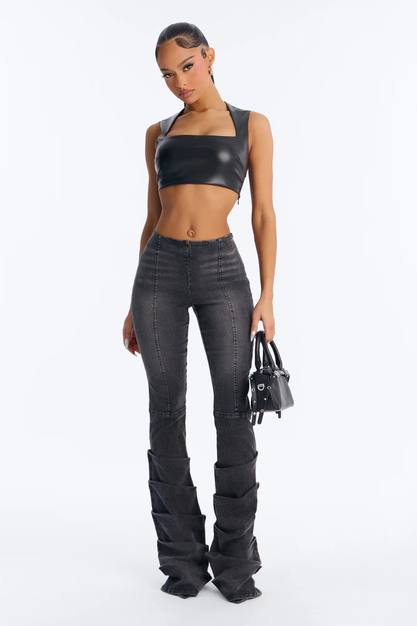Stacks Too High Low Rise Flare Pant - BlackWash