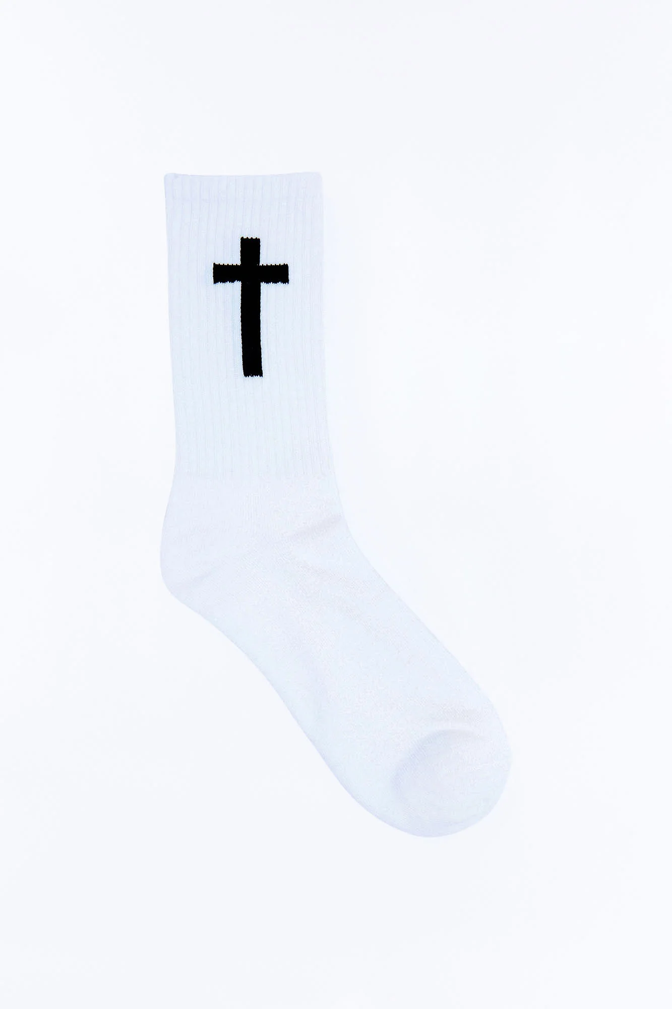 Stand Alone Cross Ribbed Crew Socks - White - Image 3