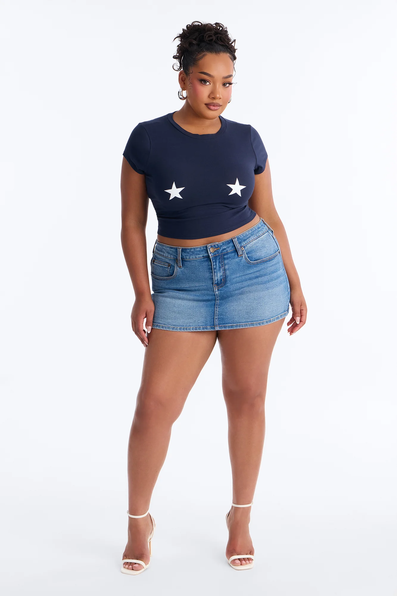 Star Girl Graphic Baby Tee - Navy - Image 6