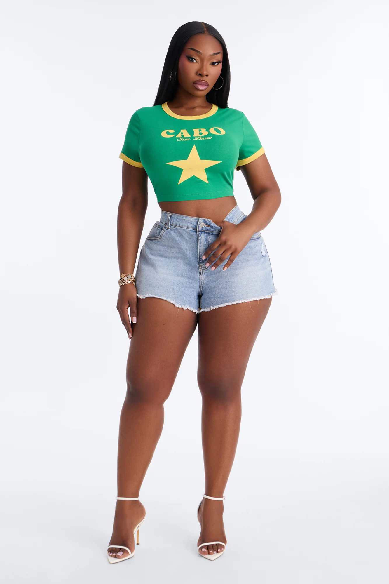 Star In Cabo Baby Tee - Green - Image 5
