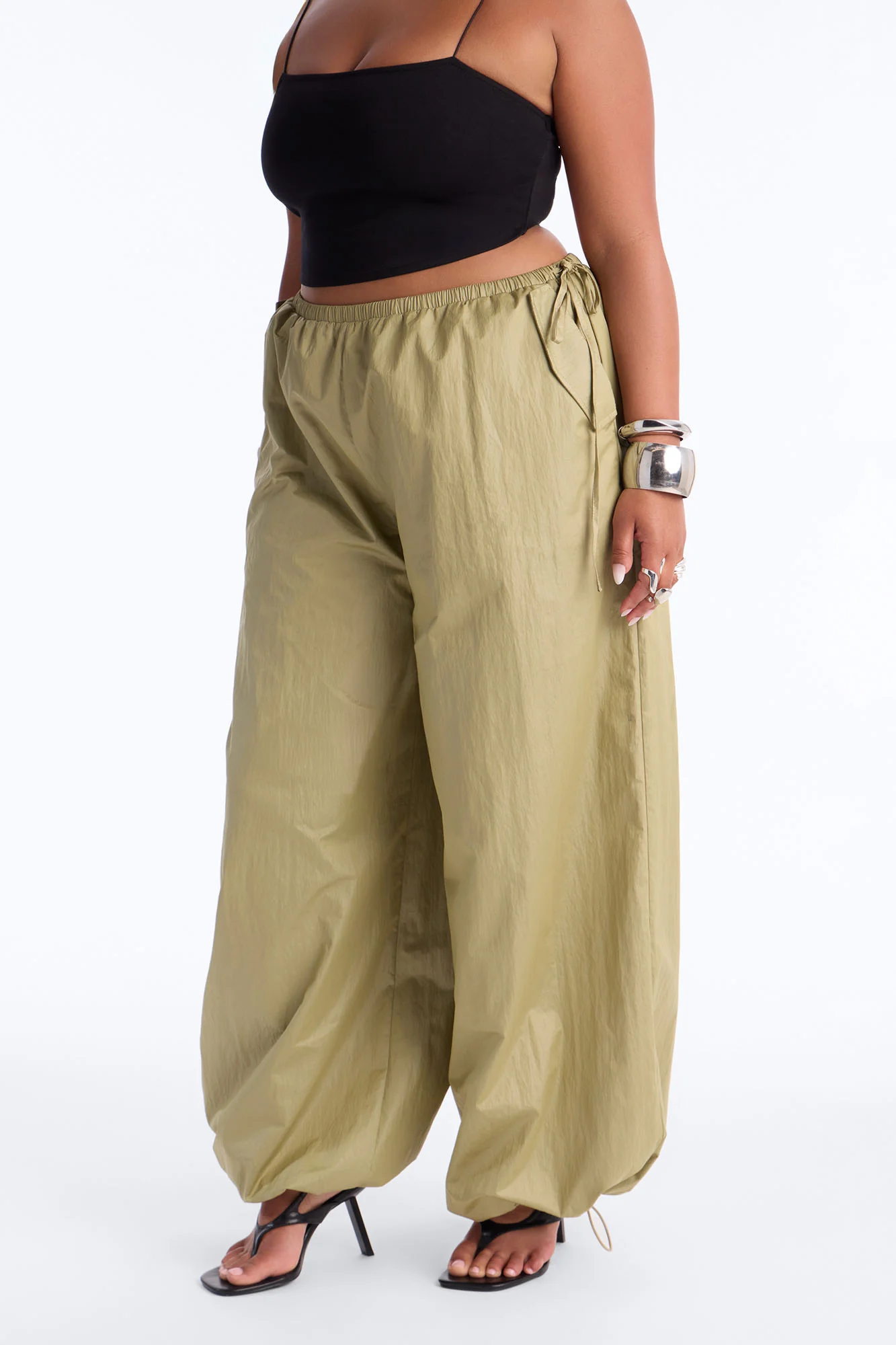 Stardust Nylon Balloon Pant - Olive - Image 8