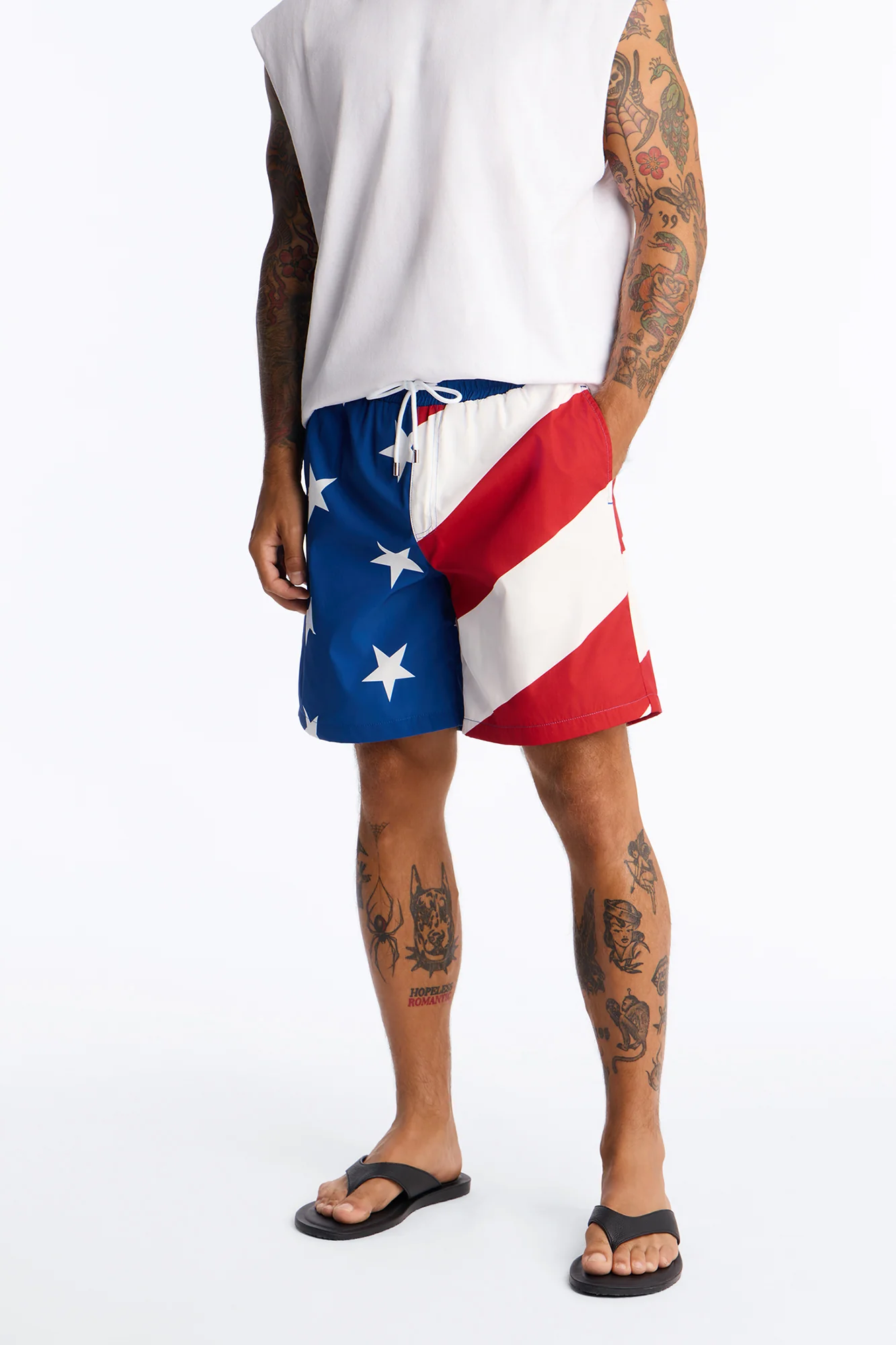 Stars And Stripes Swim Trunk 7″ - Multi Color