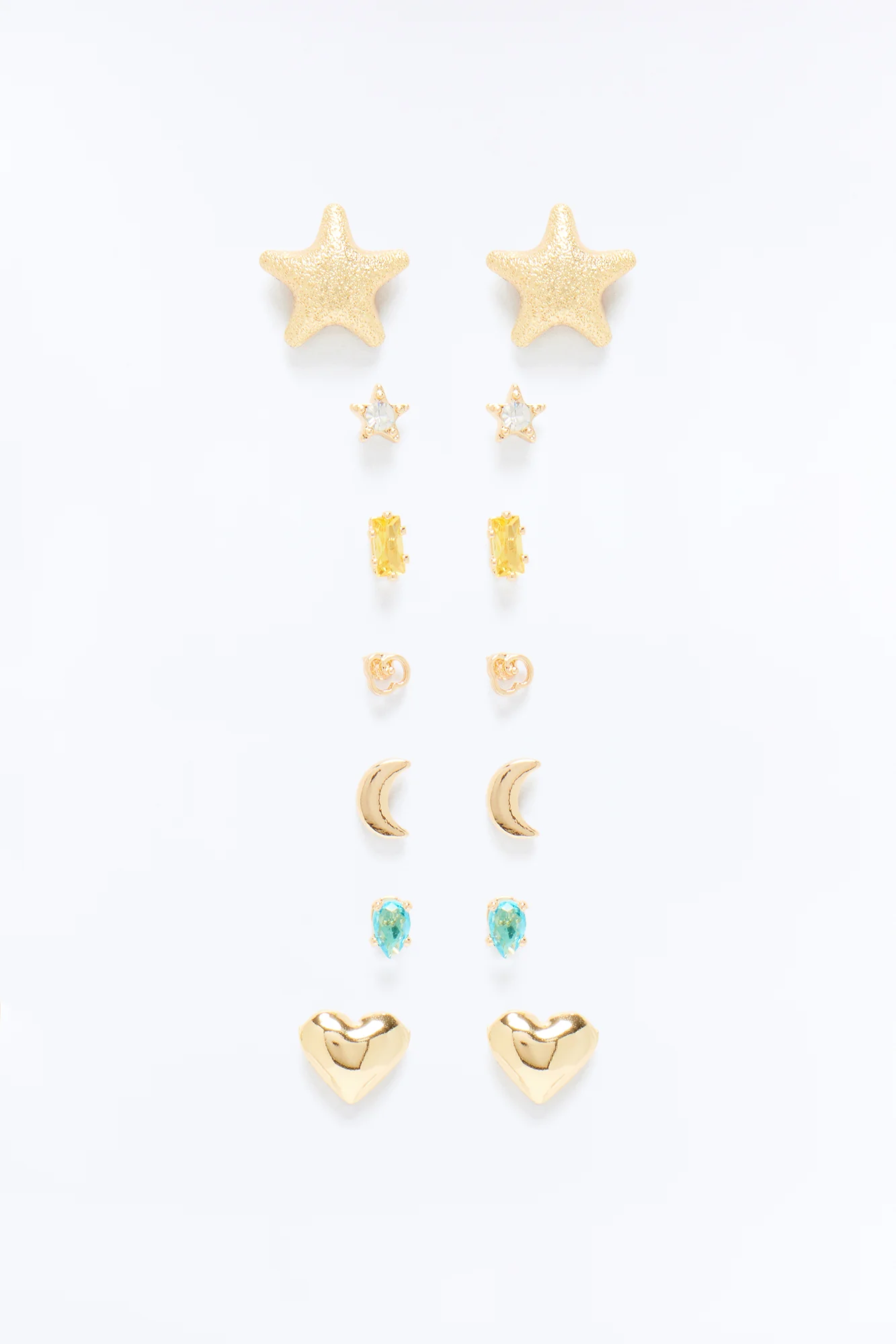 Stars And The Moon 7 Pair Multi Earring Set - Gold/combo