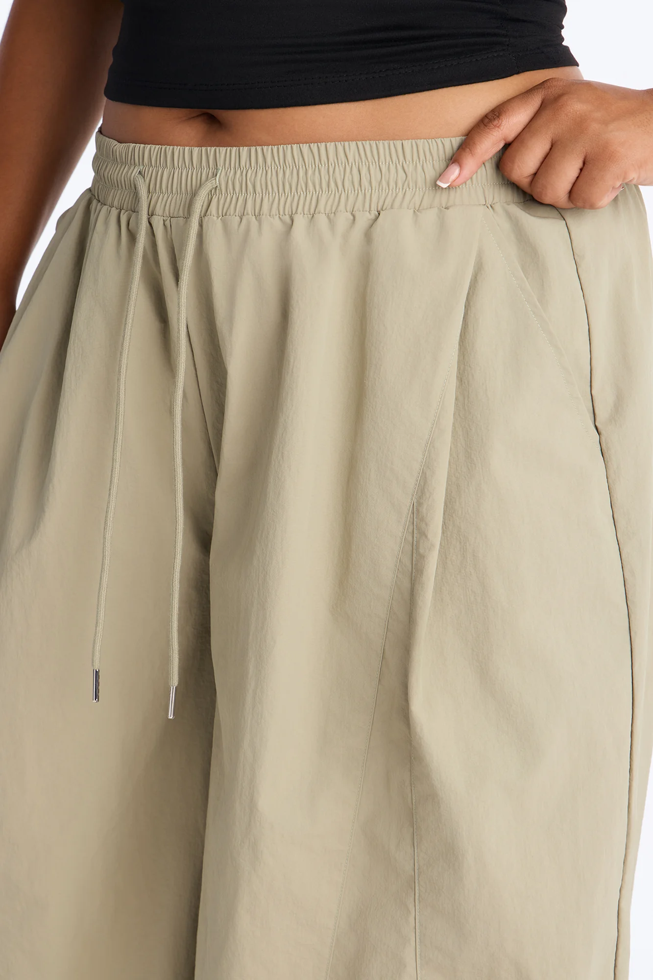 Static Energy Super Wide Leg Windbreaker Pant 33″ - Sage - Image 7
