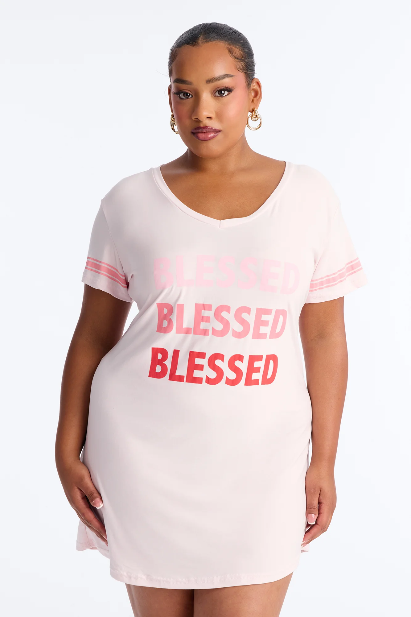 Stay Blessed PJ Sleep Shirt - Pink - Image 4