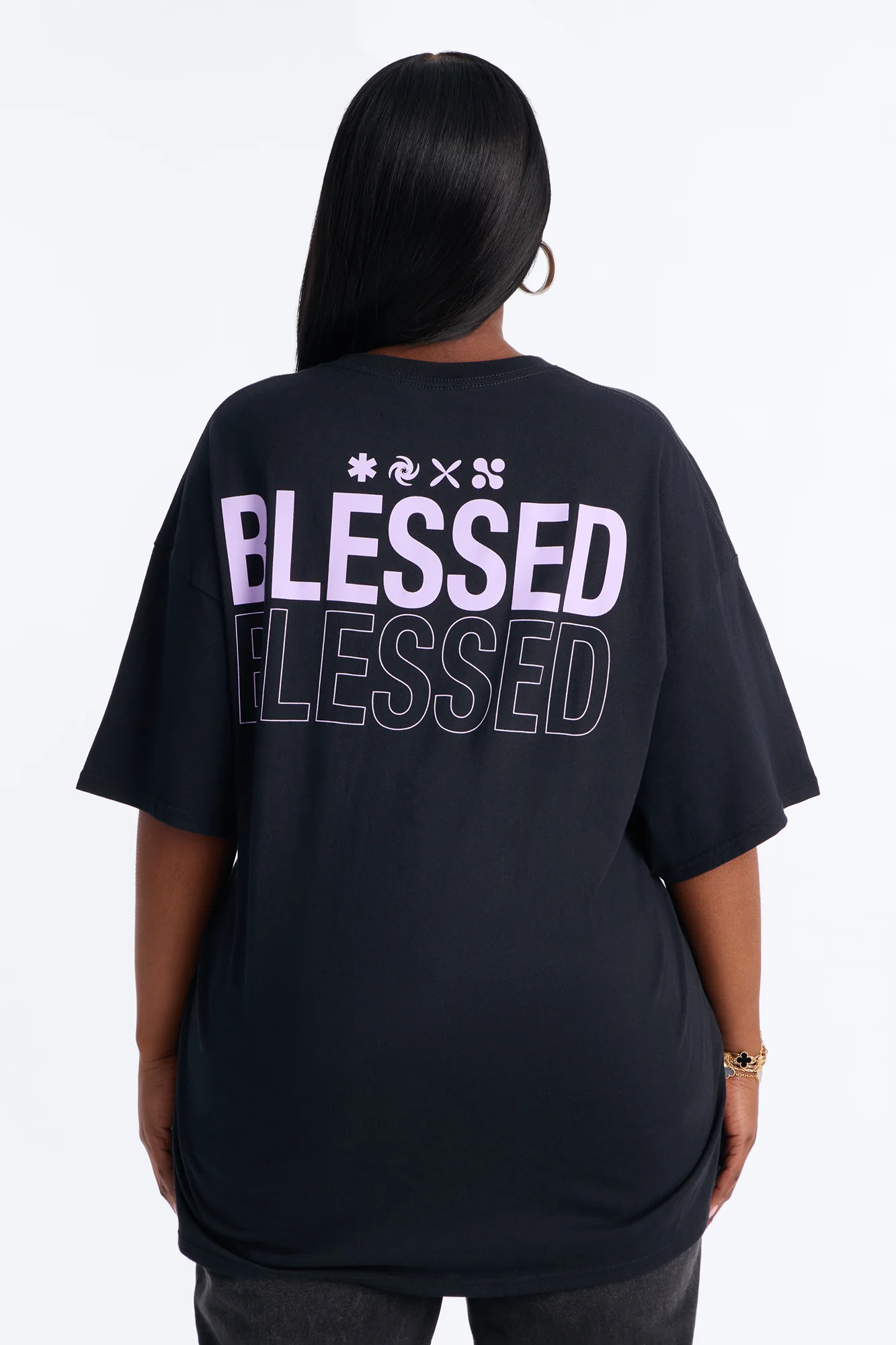Stay Blessed Washed Oversized Tee - Black Wash - Image 4