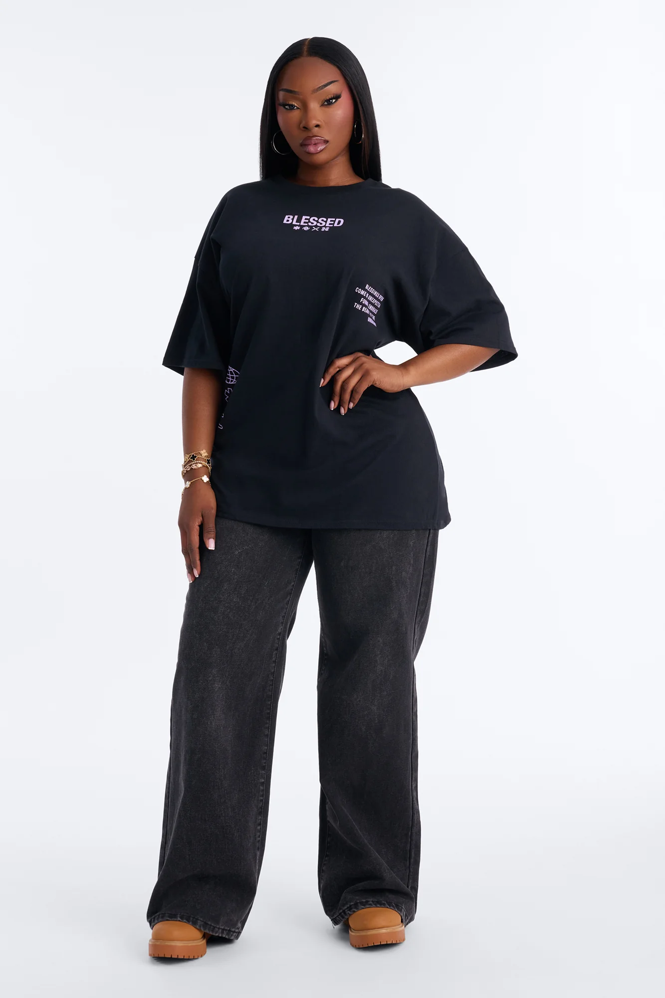 Stay Blessed Washed Oversized Tee - Black Wash - Image 5