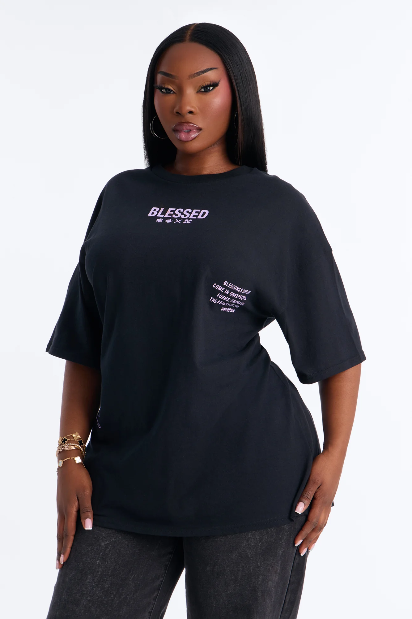 Stay Blessed Washed Oversized Tee - Black Wash - Image 7