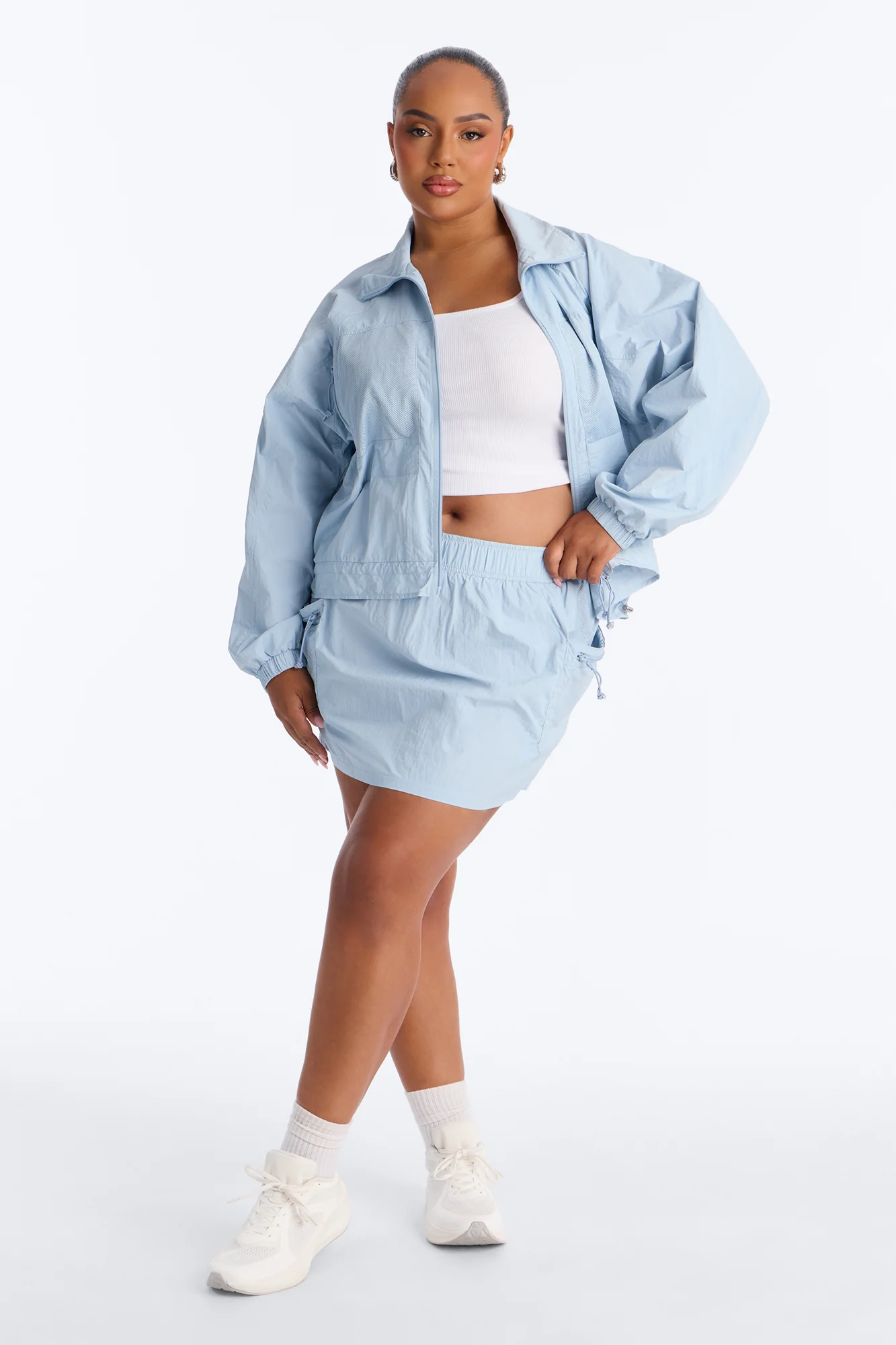 Stay Cool Cropped Windbreaker Jacket - Blue - Image 6
