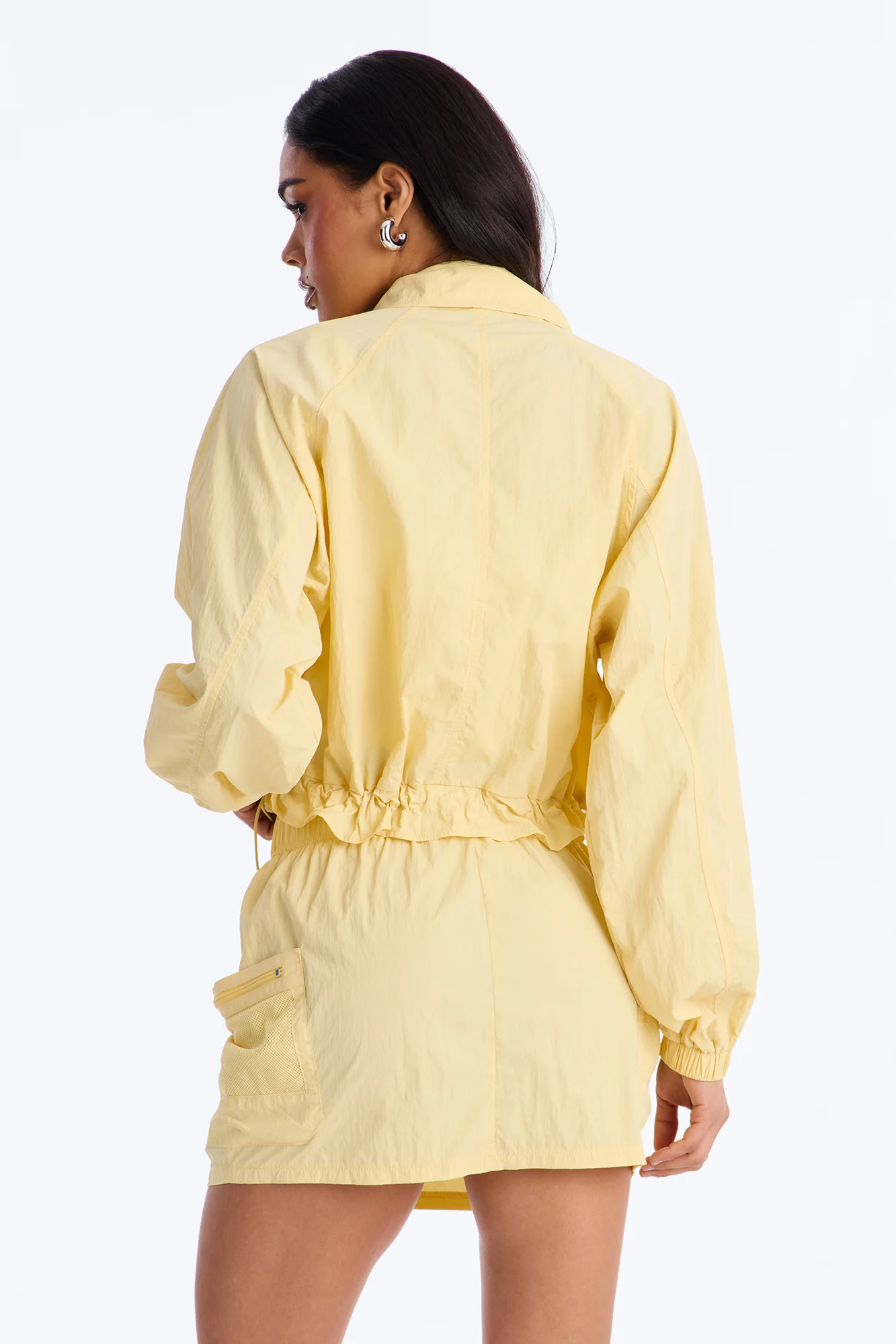 Stay Cool Cropped Windbreaker Jacket - Butter Yellow - Image 4