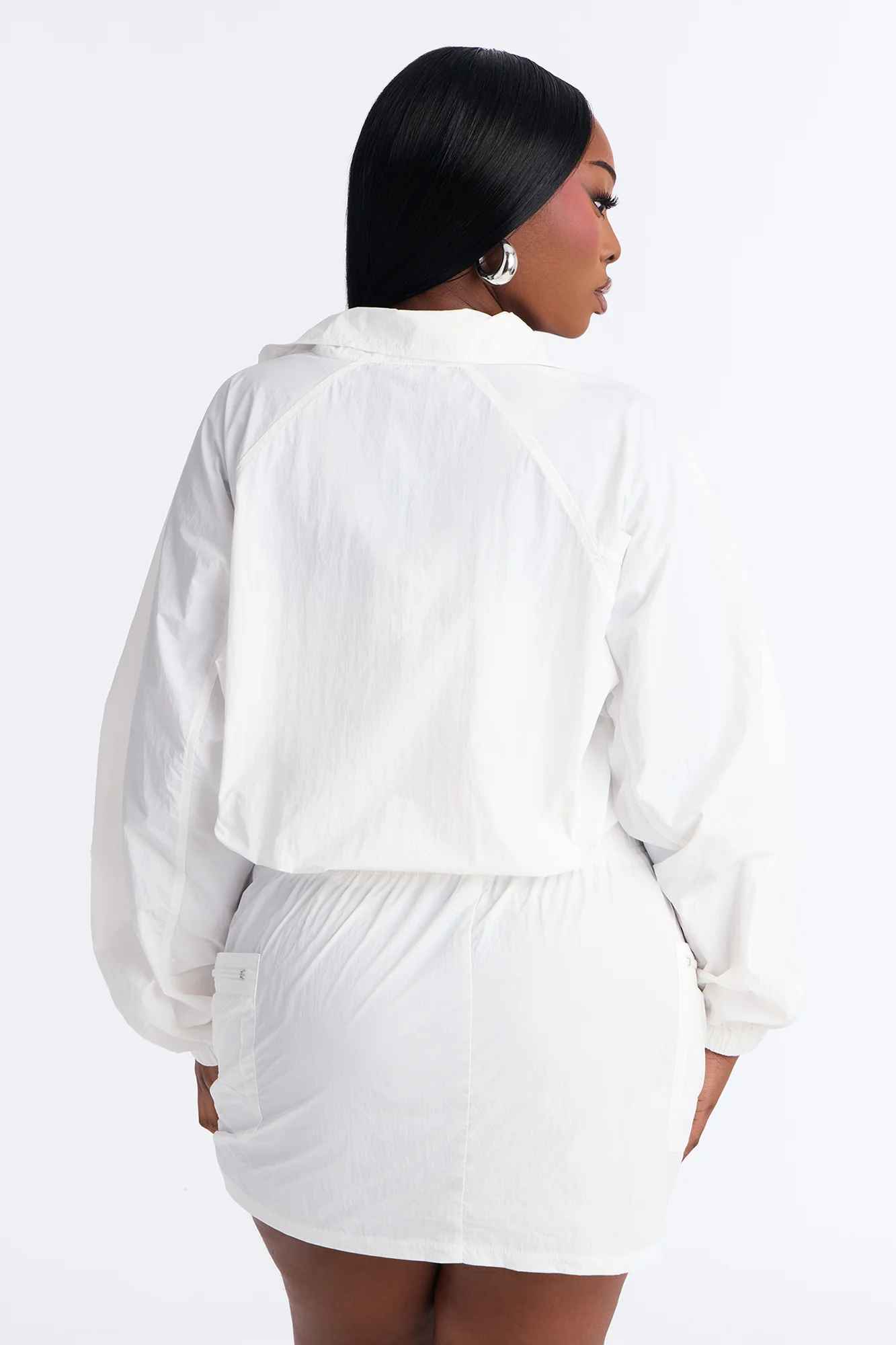Stay Cool Cropped Windbreaker Jacket - White - Image 8