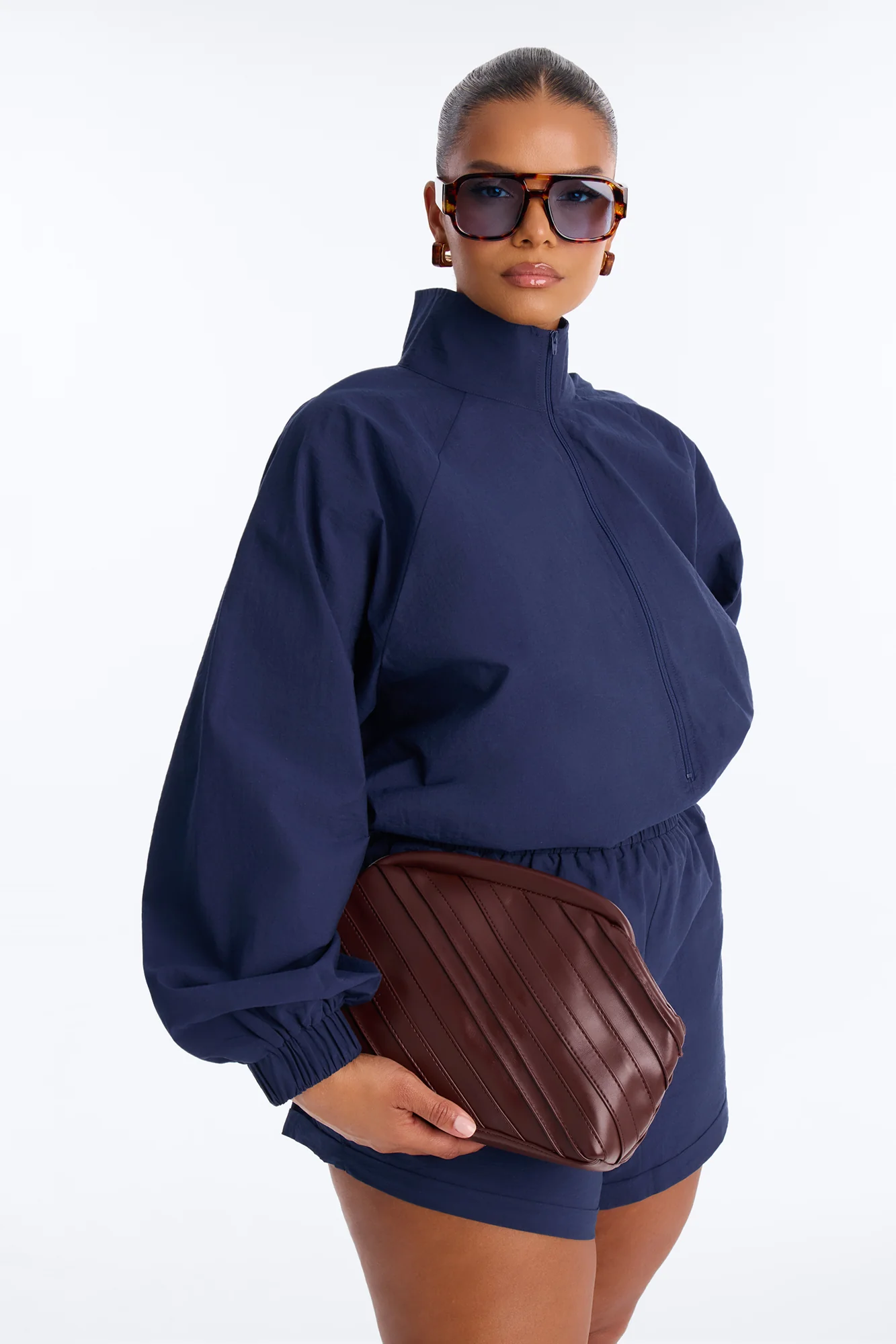 Stay In Your Lane Faux Leather Clutch Handbag - Brown - Image 4