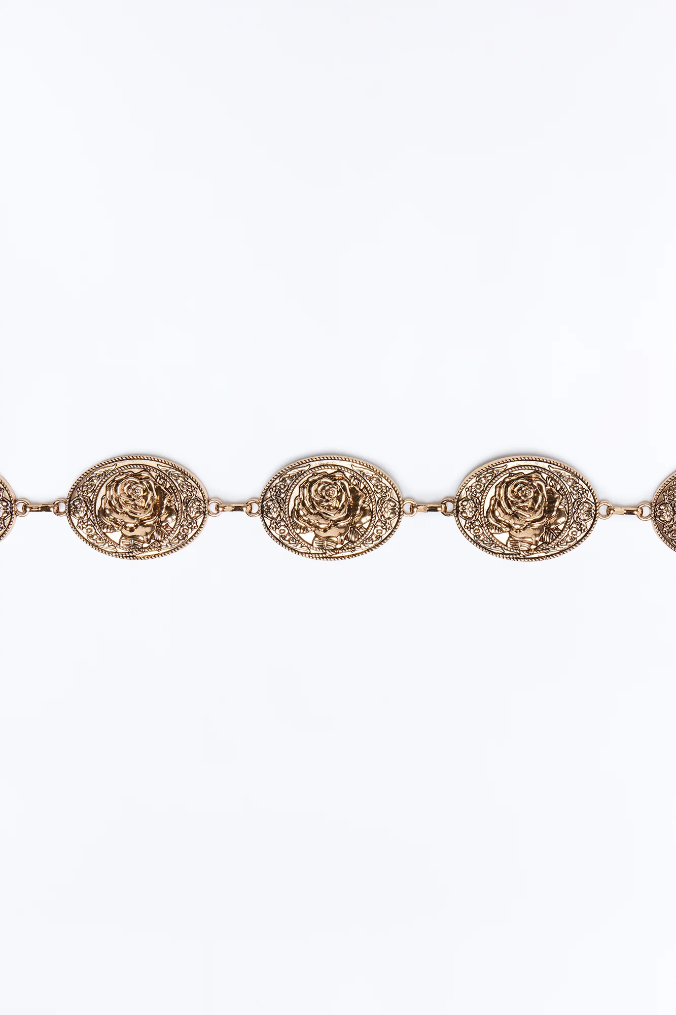 Stay With Me Embossed Rose Hardware Chain Belt - Gold - Image 3