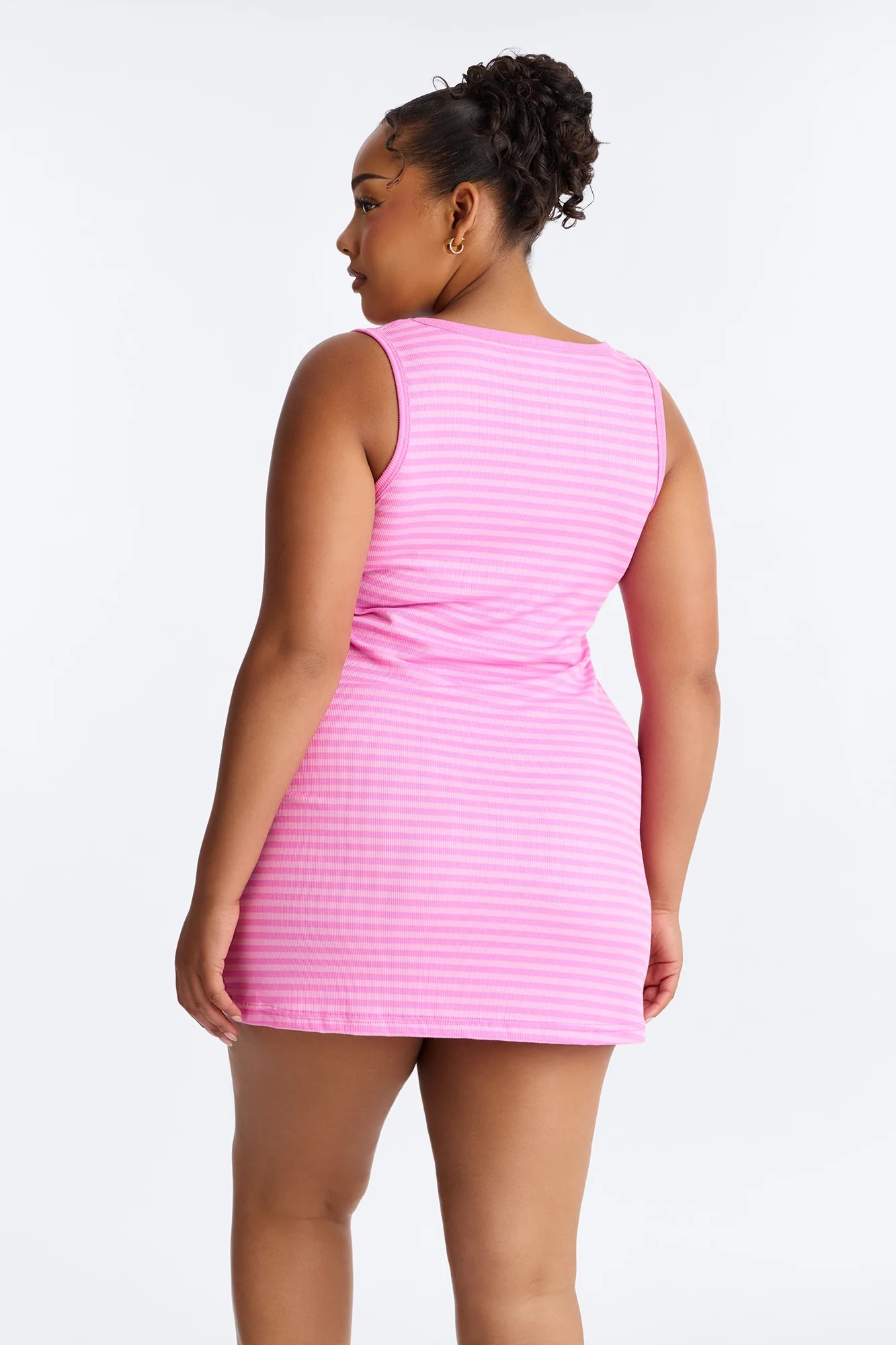 Staying In Striped PJ Sleep Dress - Hot Pink - Image 6