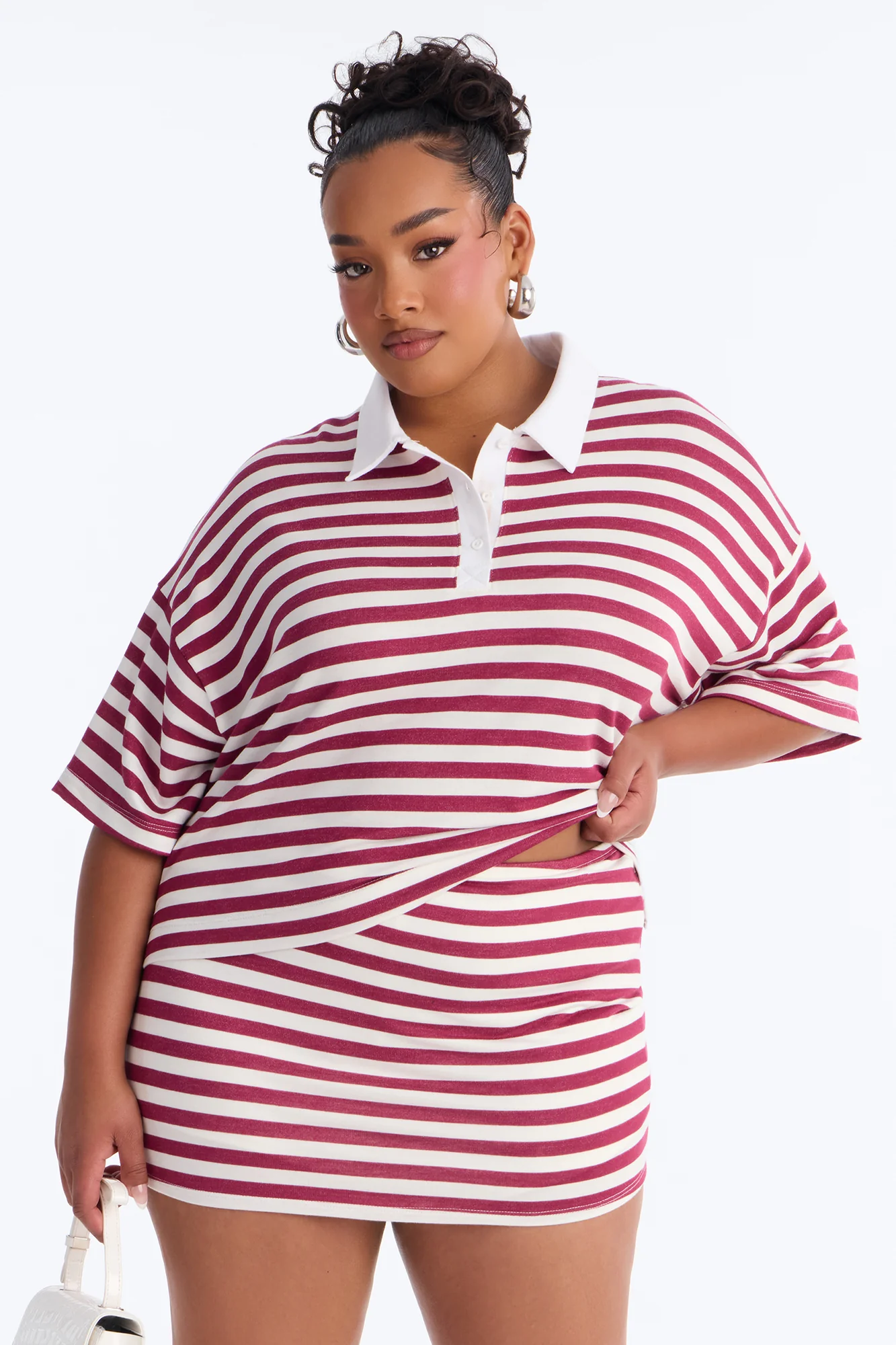Steph Striped Skirt Set - Wine/combo - Image 5
