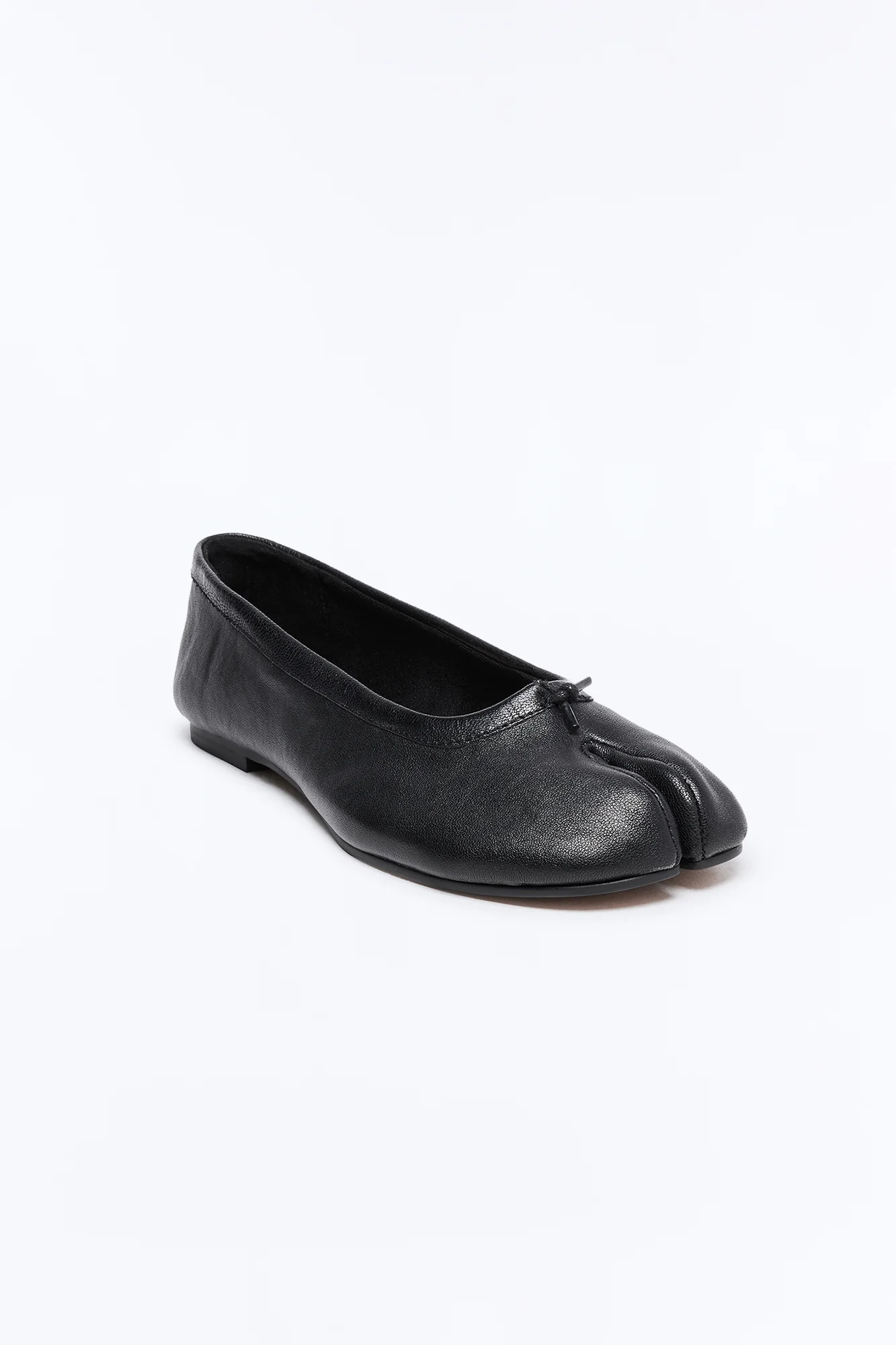 Steve Madden Calico Black Leather Split Toe Tabi Ballet Flat - Black - Image 4
