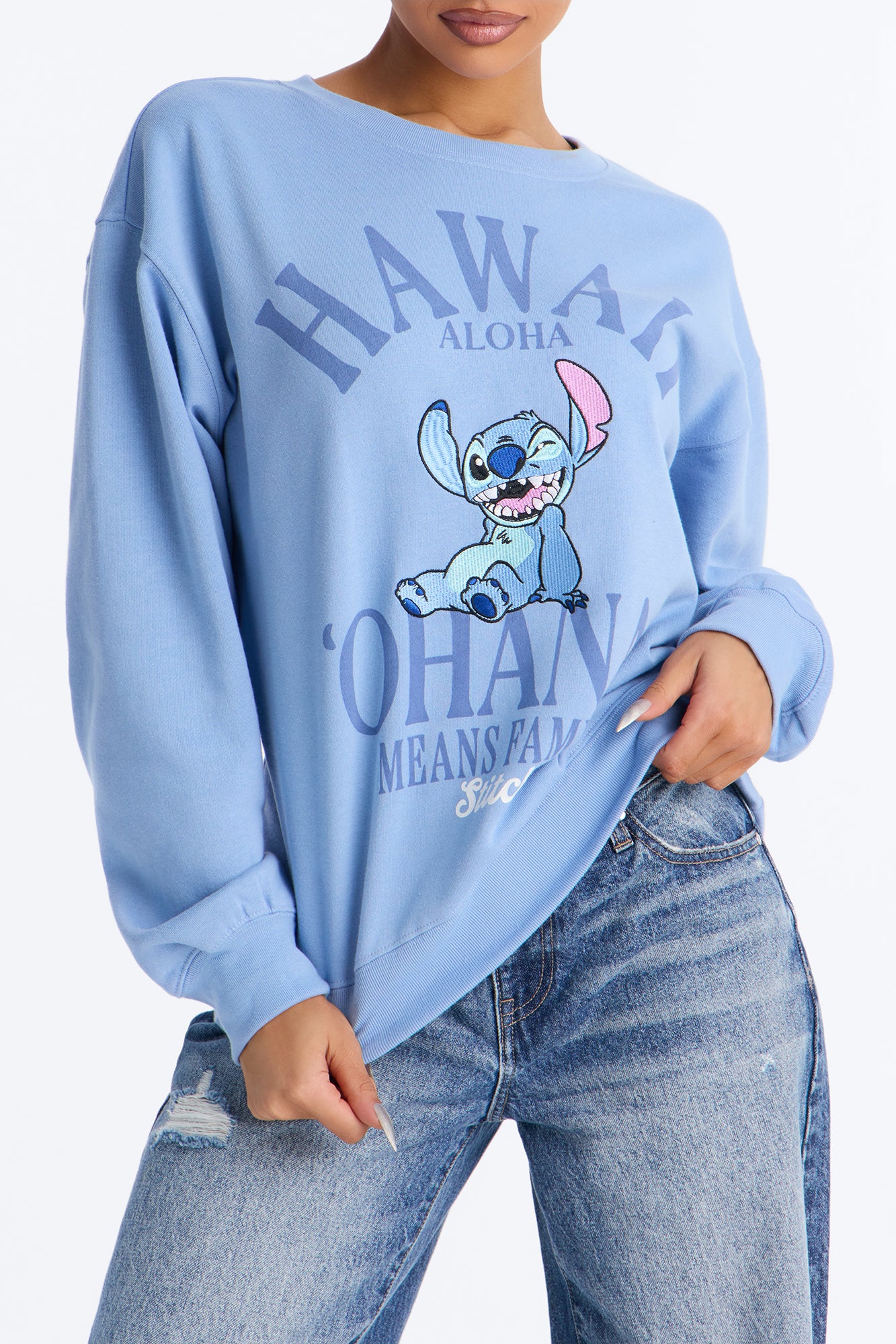Stitch Hawaii Crew Sweartshirt - Blue - Image 3
