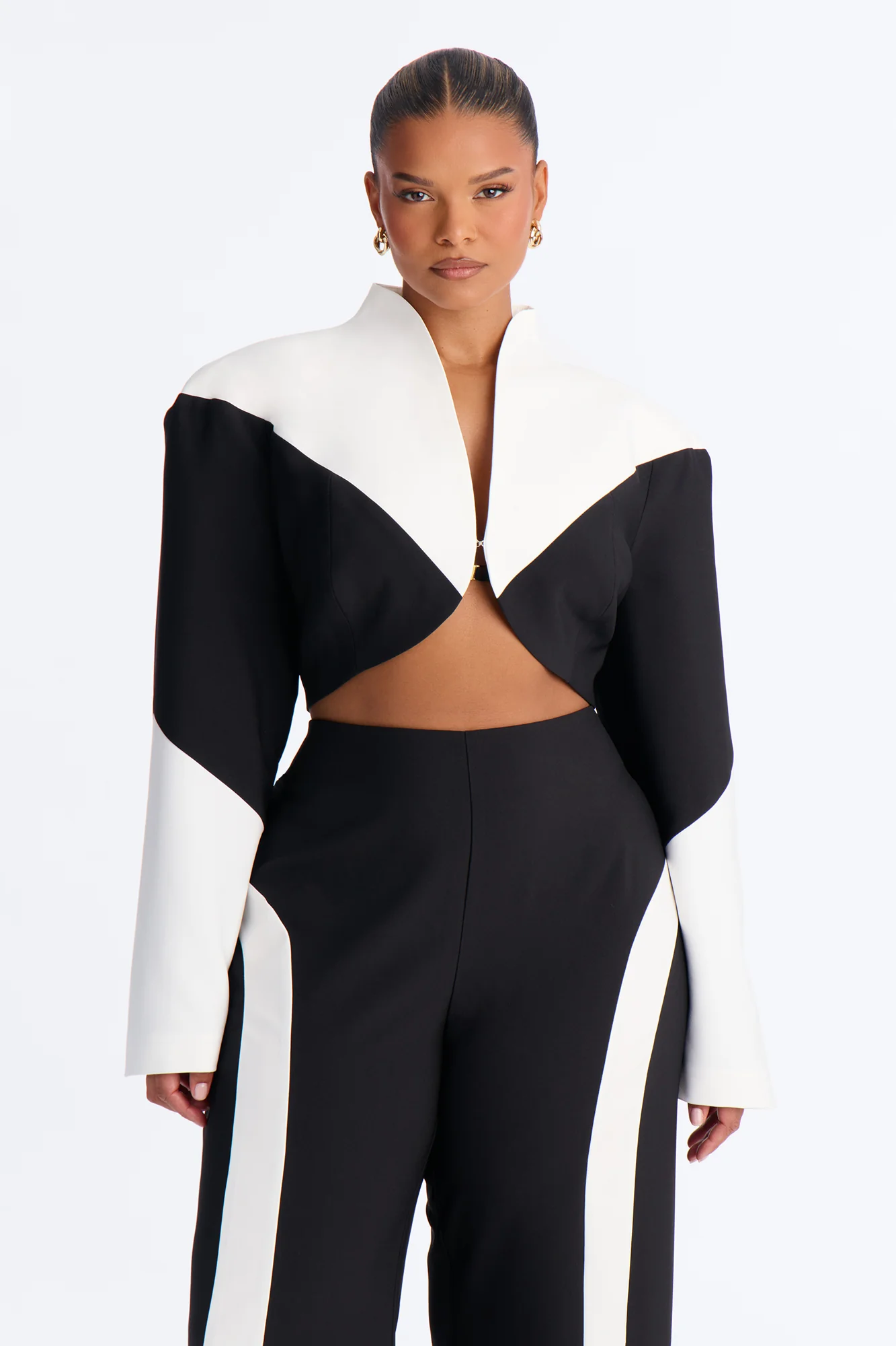 Stop Staring Paneled Open Bolero Blazer - Black/combo - Image 5