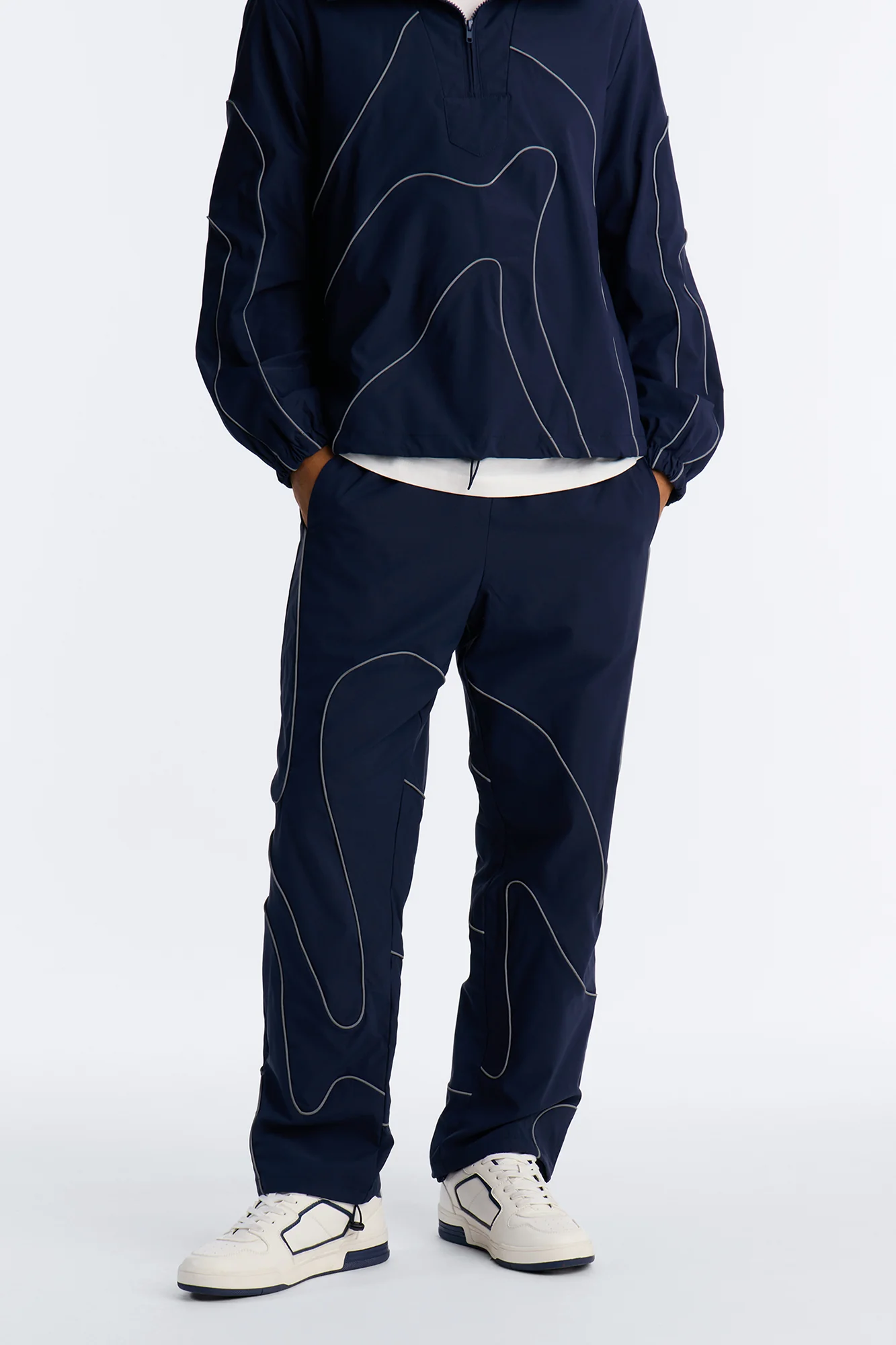 Straight Futuristic Mode Track Pant - Navy