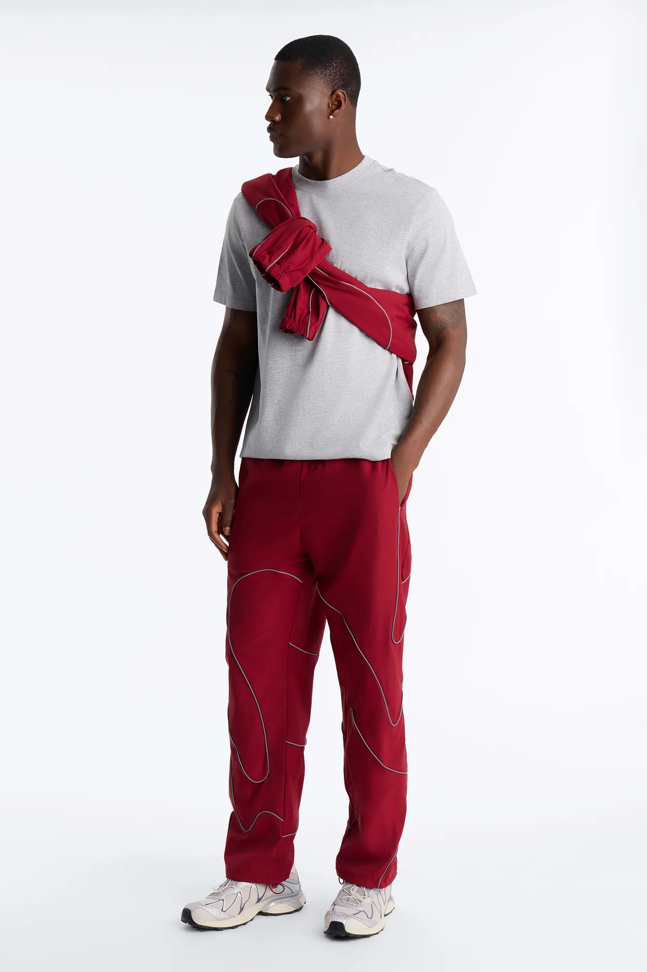 Straight Futuristic Mode Track Pant - Red - Image 2