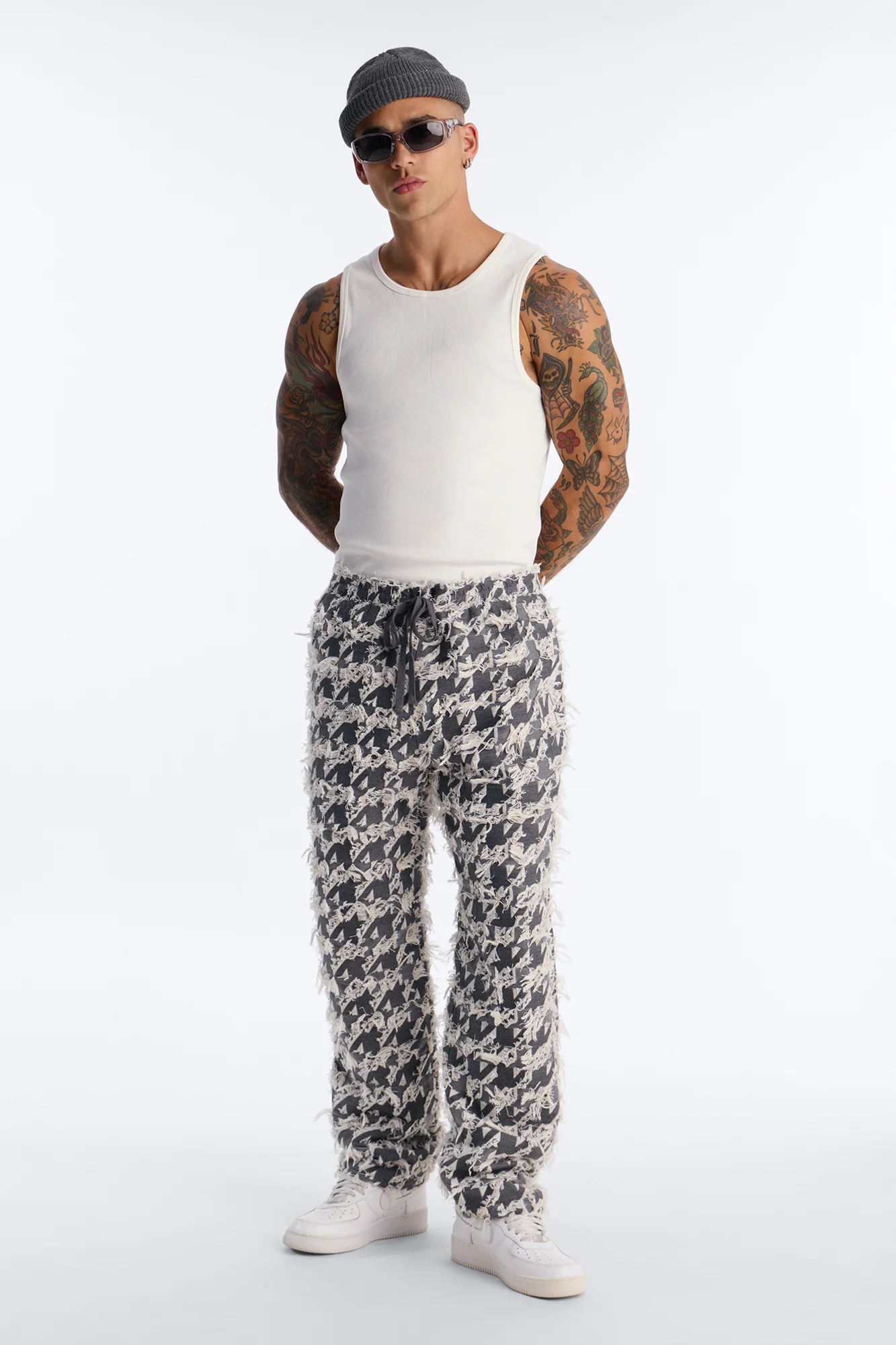 Straight Houndstooth Nomad Pant - Grey