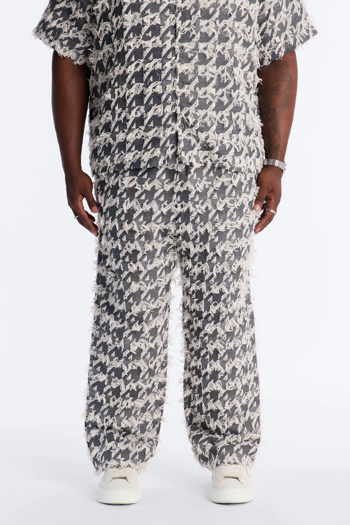 Straight Houndstooth Nomad Pant - Grey - Image 5