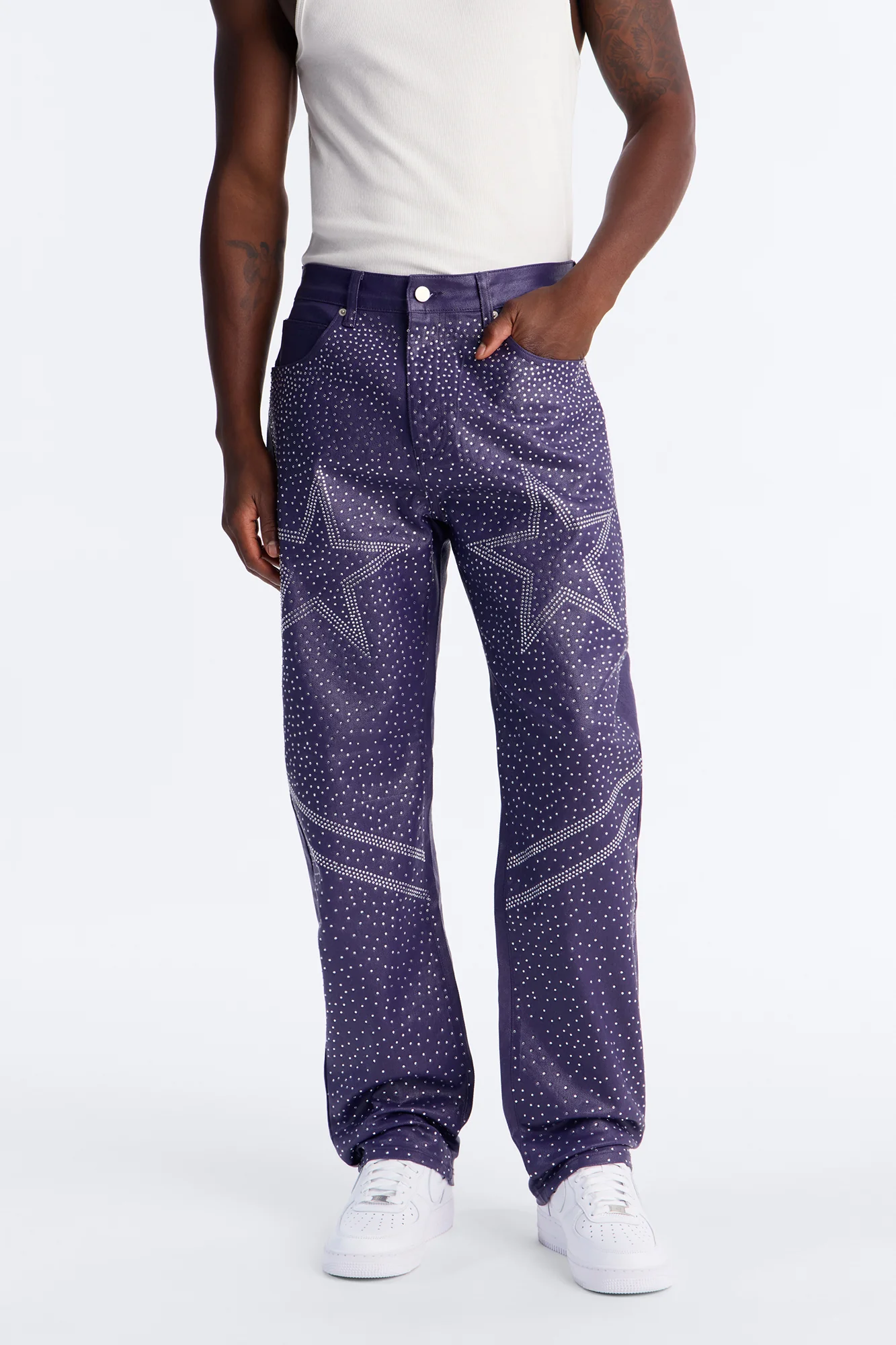 Straight Leg Astrum Faux Leather Pant - Purple
