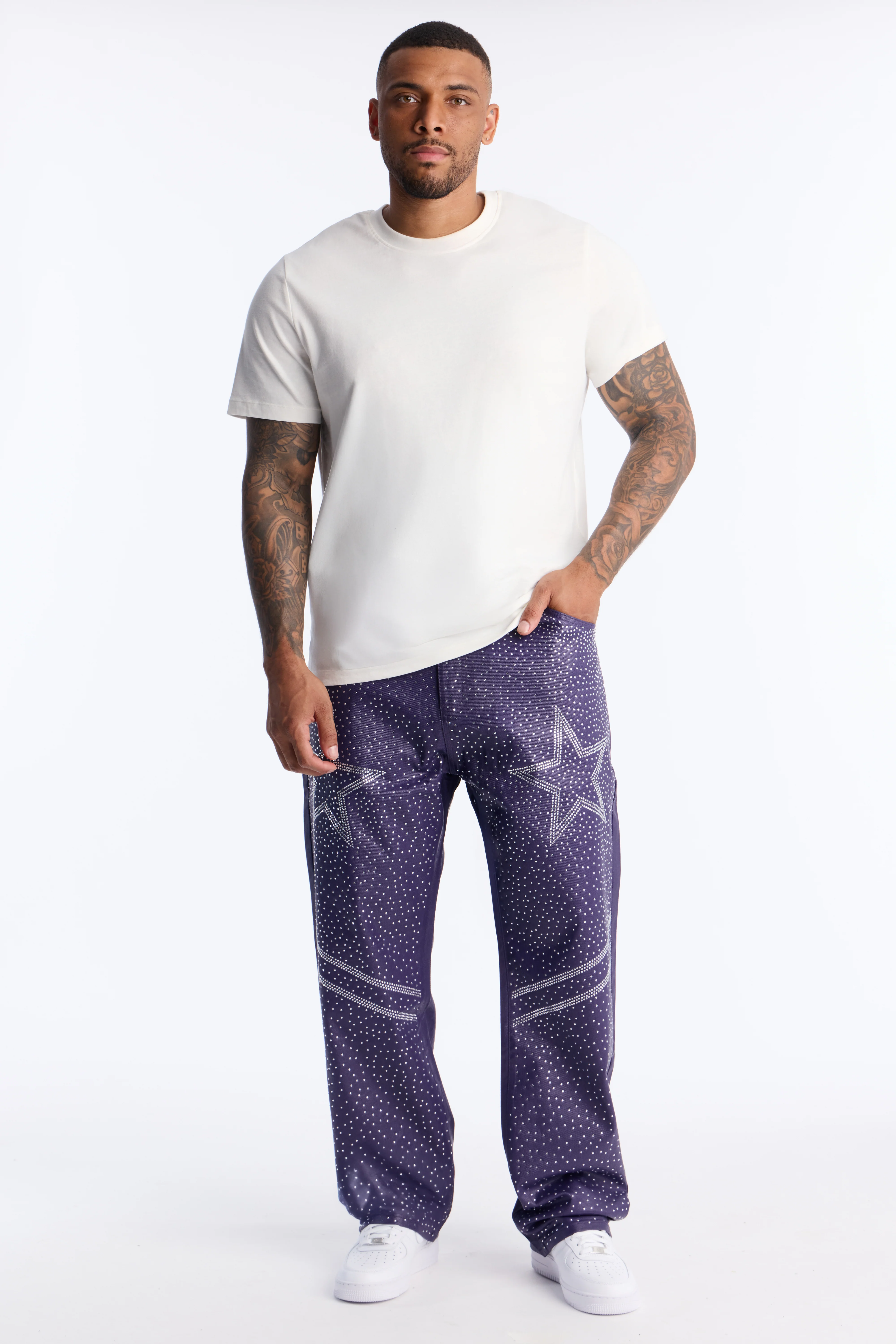 Straight Leg Astrum Faux Leather Pant - Purple - Image 6
