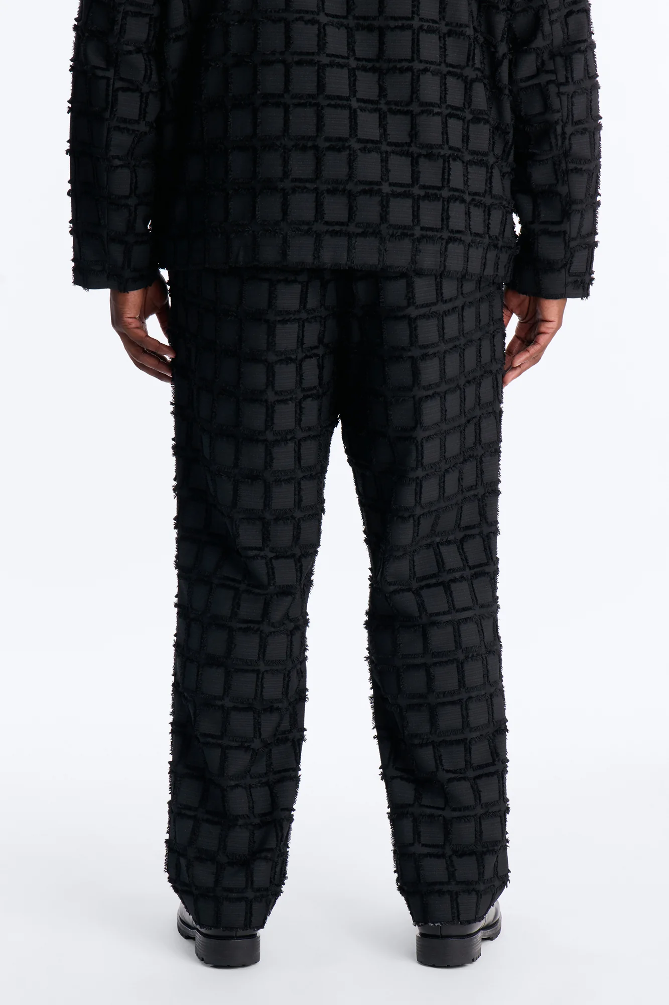 Straight Quadrate Textured Trouser - Black - Image 7