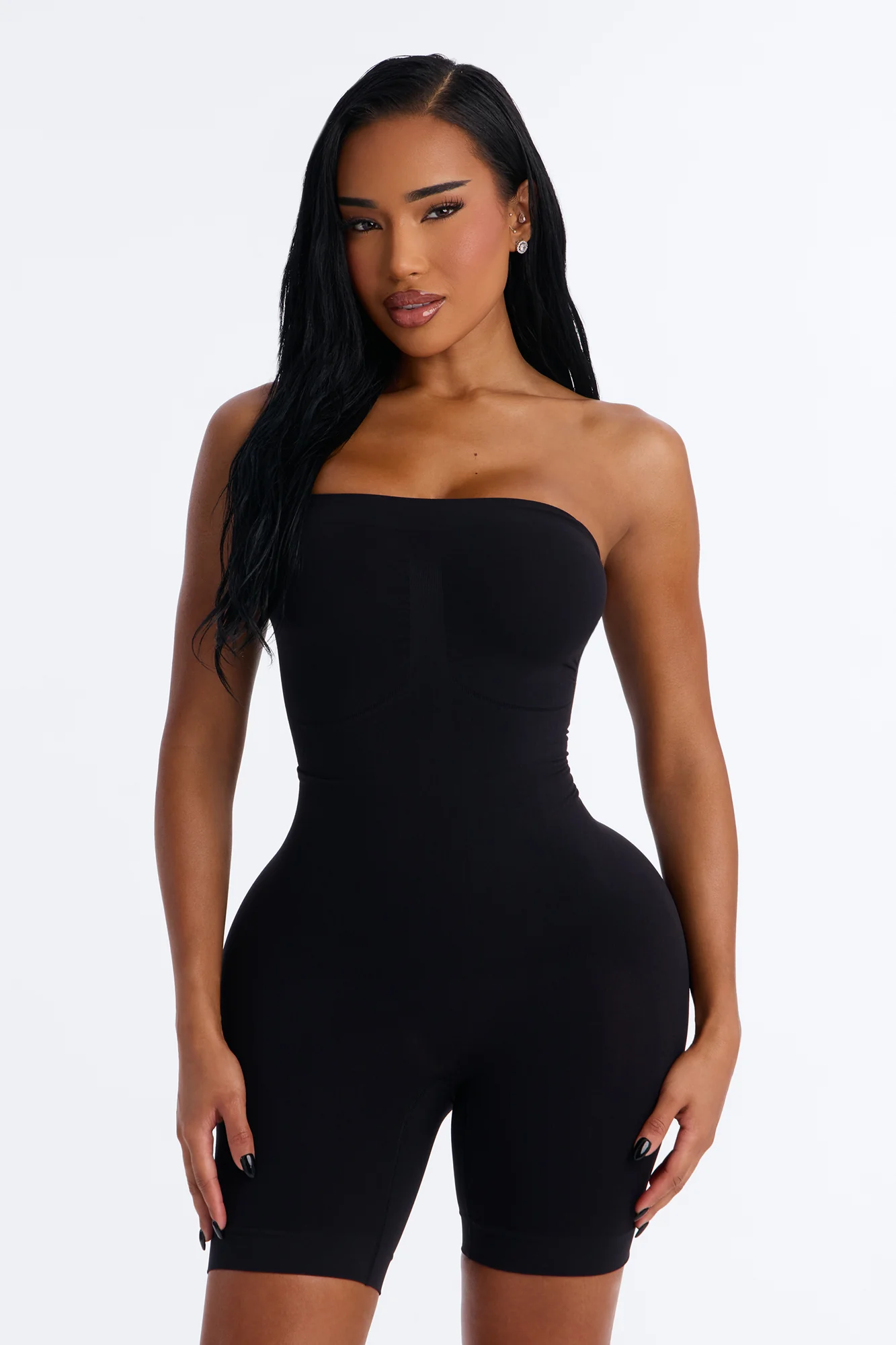 Strapless High Sculpt Romper Shapewear Bodysuit - Black - Image 3