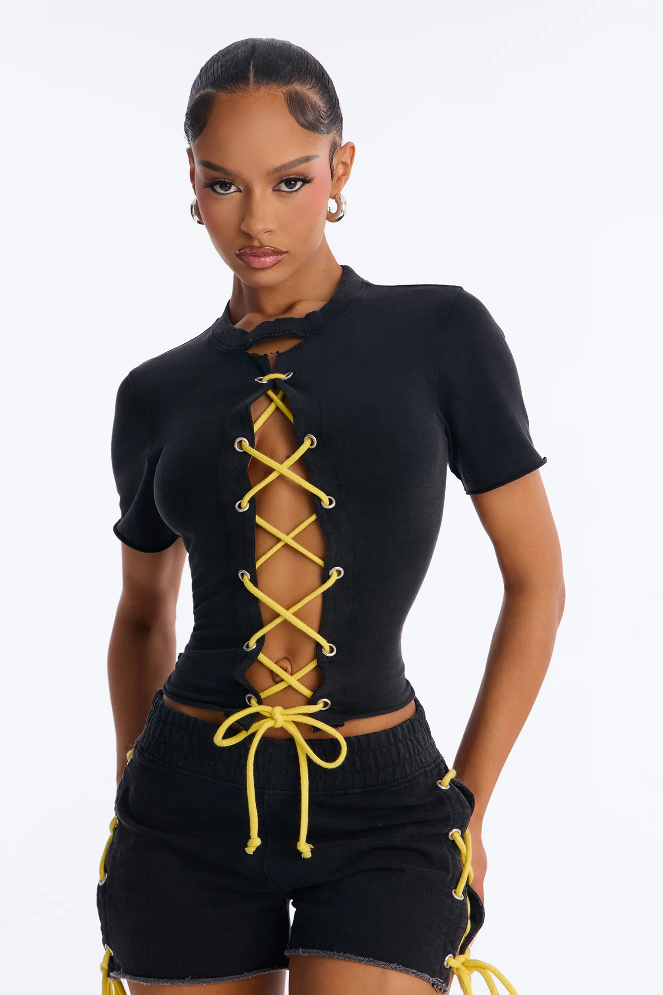 Street Diva Washed Short Set - Black - Image 2