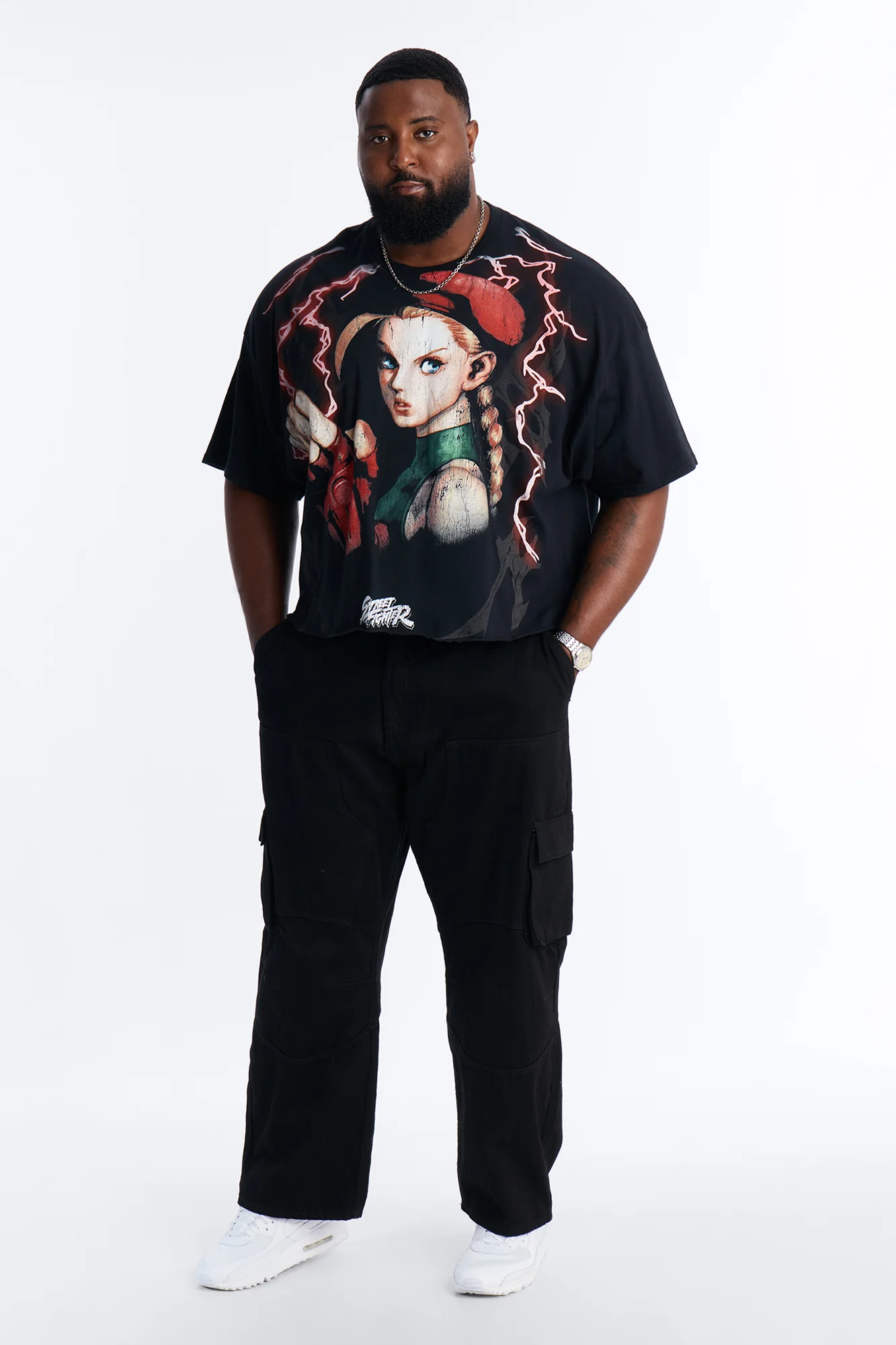 Street Fighter Cammy Delta Red Boxy Short Sleeve Tee - Black - Image 6