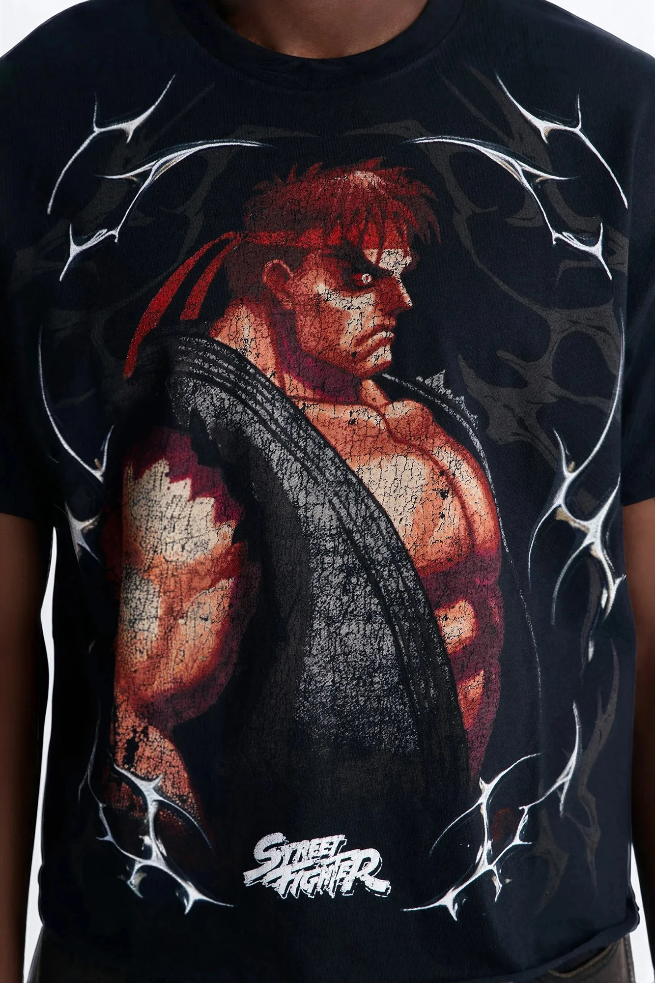 Street Fighter Evil Ryu Raging Demon Boxy Short Sleeve Tee - Black - Image 3