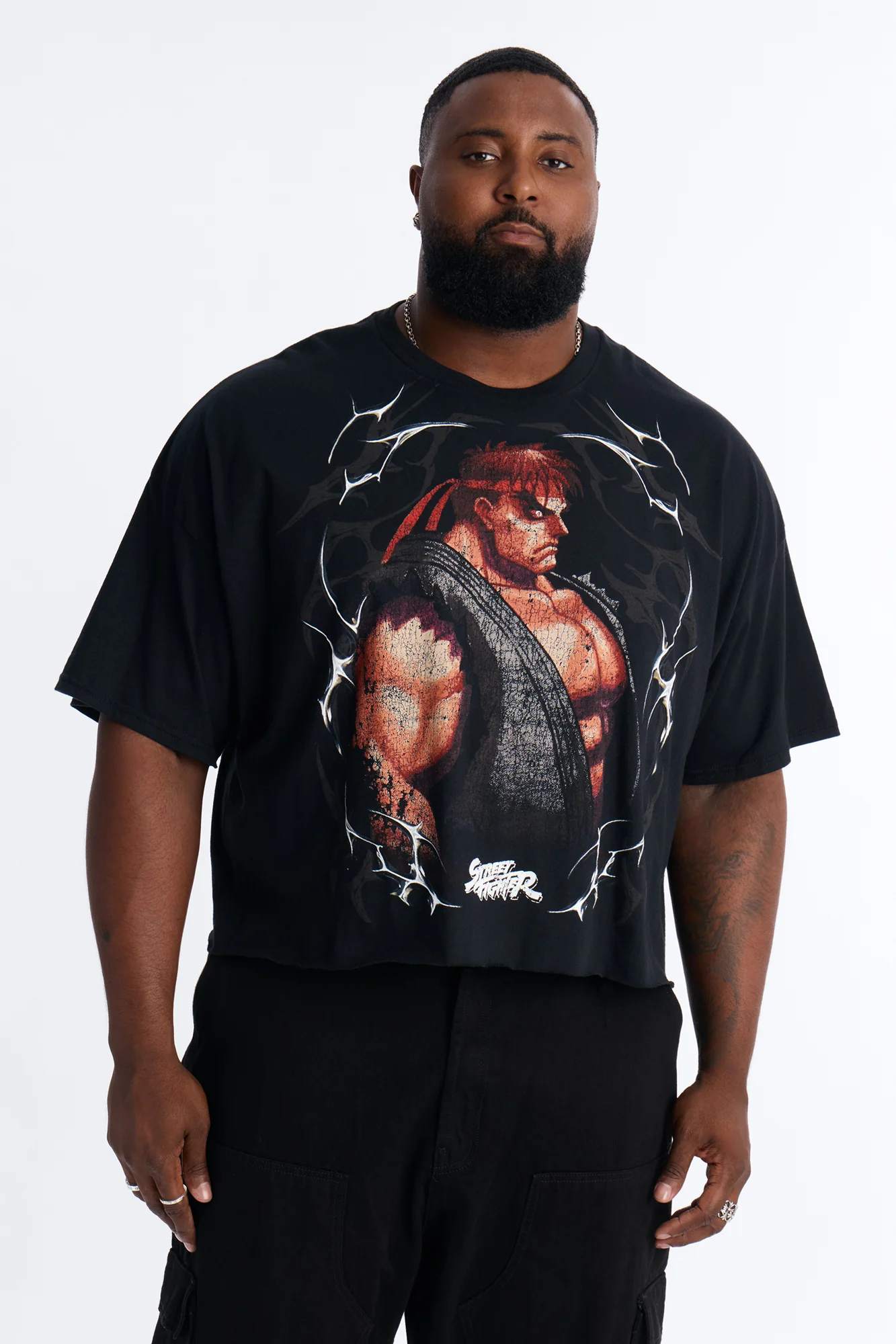 Street Fighter Evil Ryu Raging Demon Boxy Short Sleeve Tee - Black - Image 5