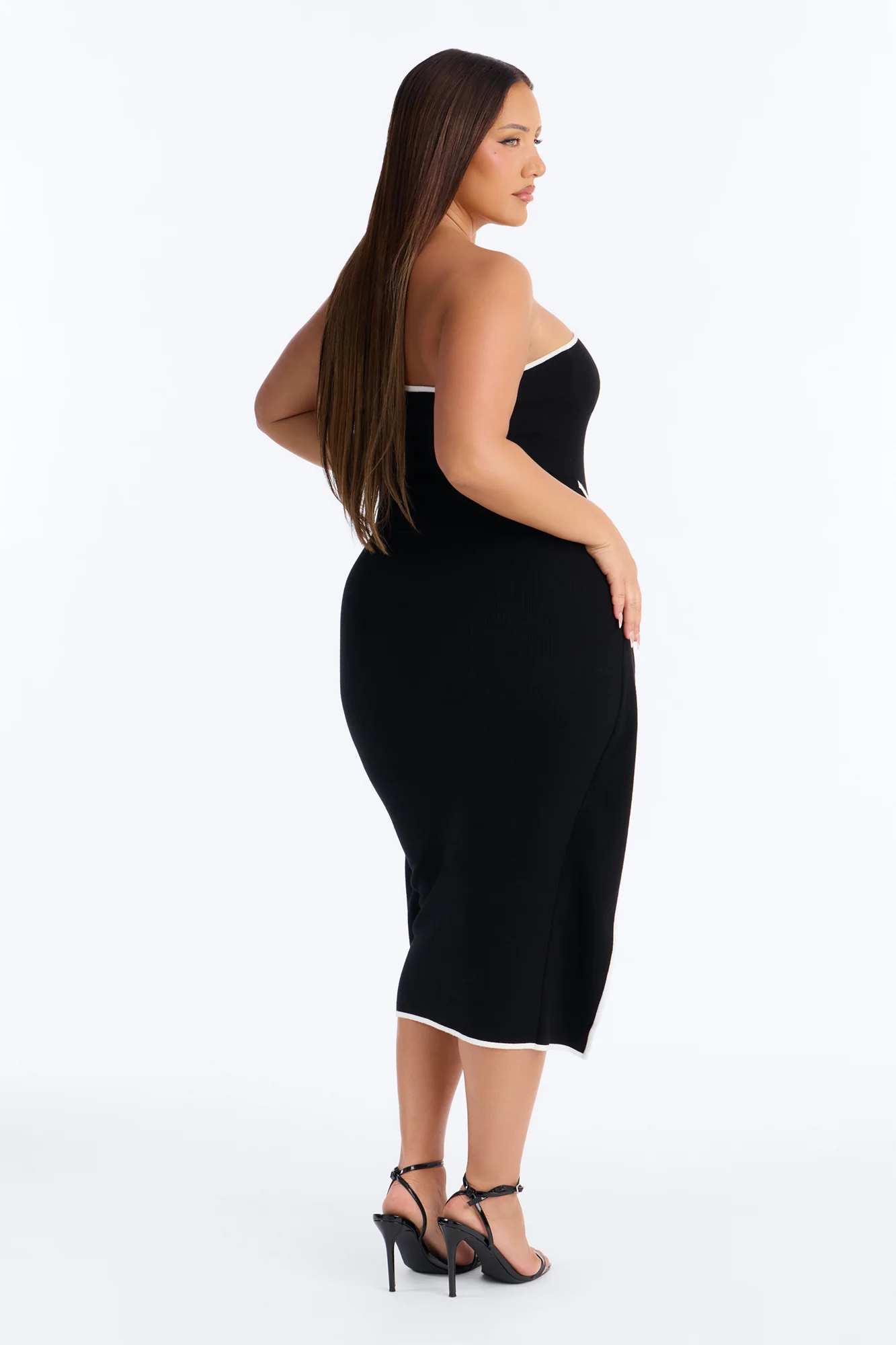 Strong Attraction Strapless Midi Dress - Black/White - Image 8