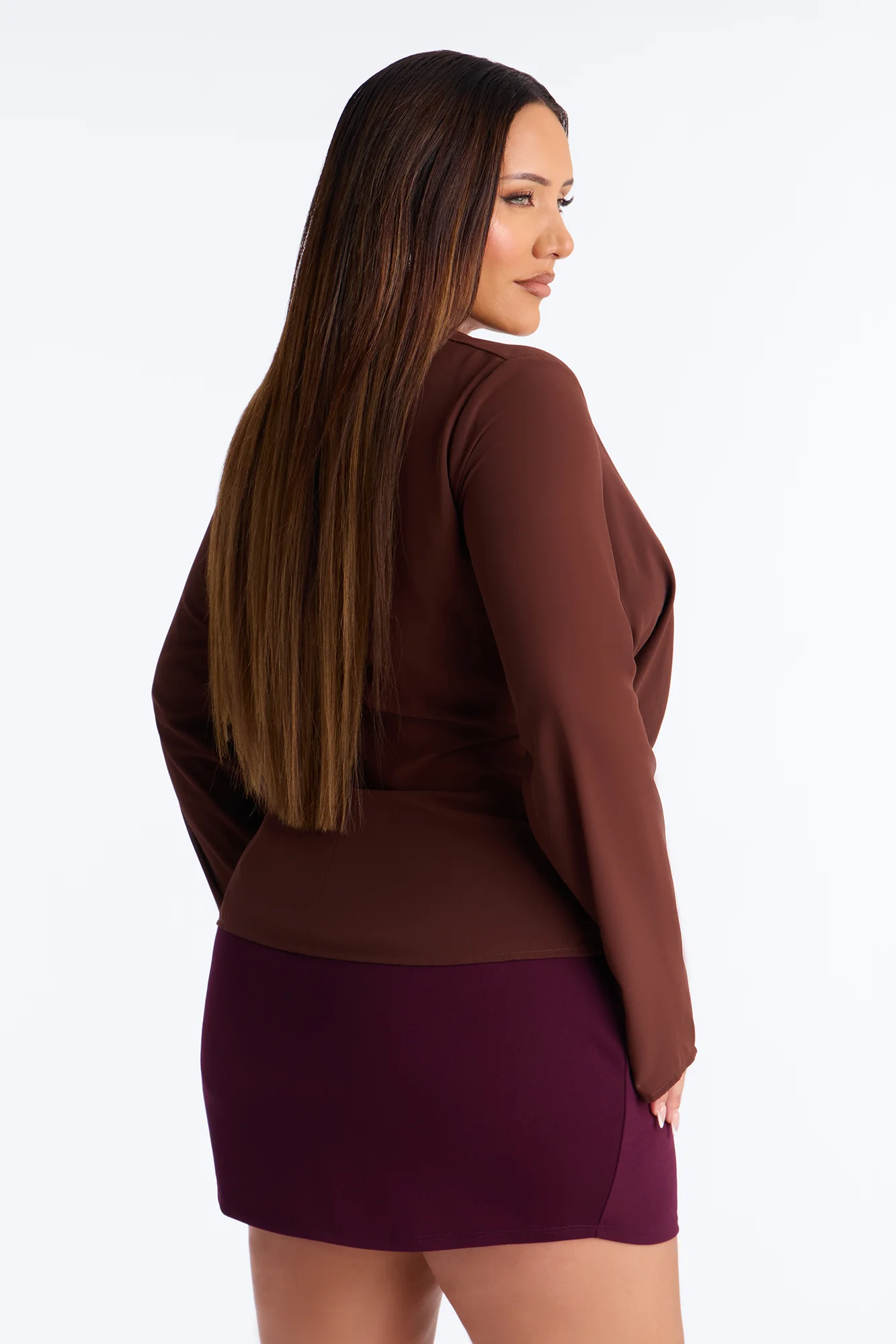 Stuck In A Dream Cowl Neck Chiffon Blouse - Brown - Image 8