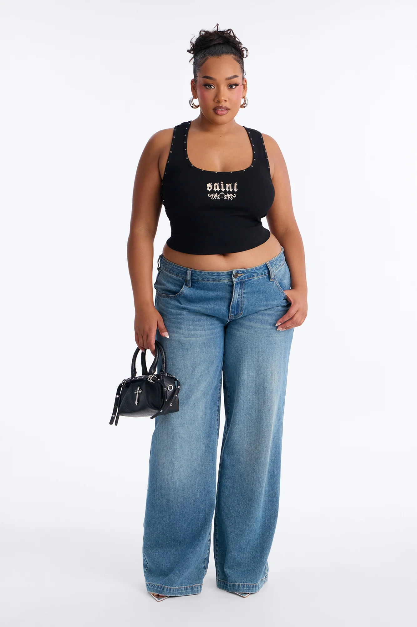 Such A Saint Studded Ribbed Tank Top - Black - Image 6