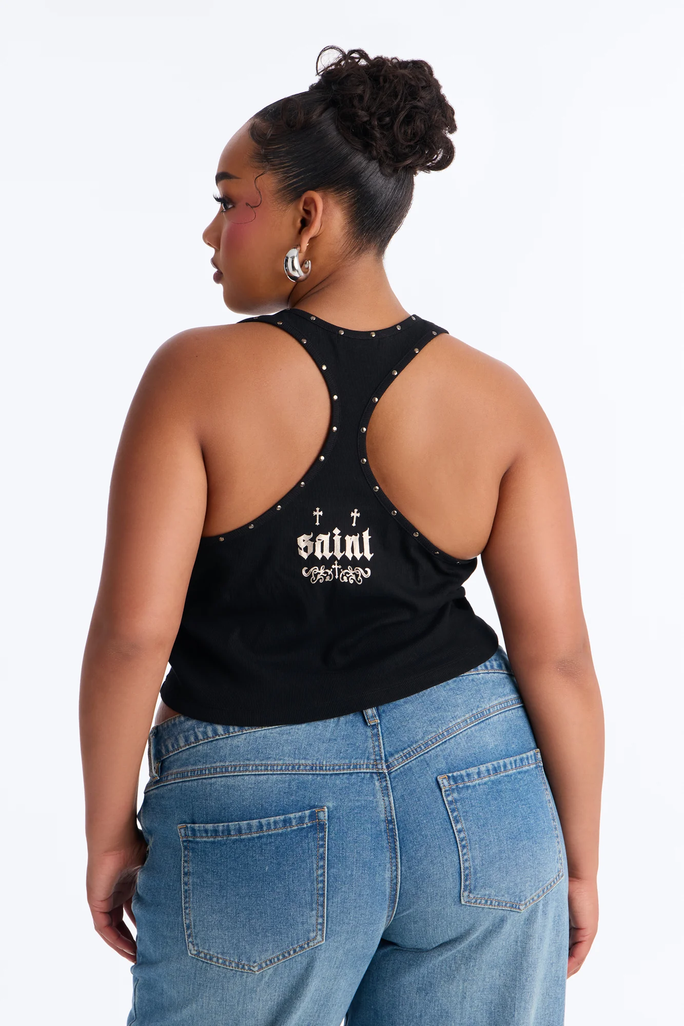 Such A Saint Studded Ribbed Tank Top - Black - Image 8