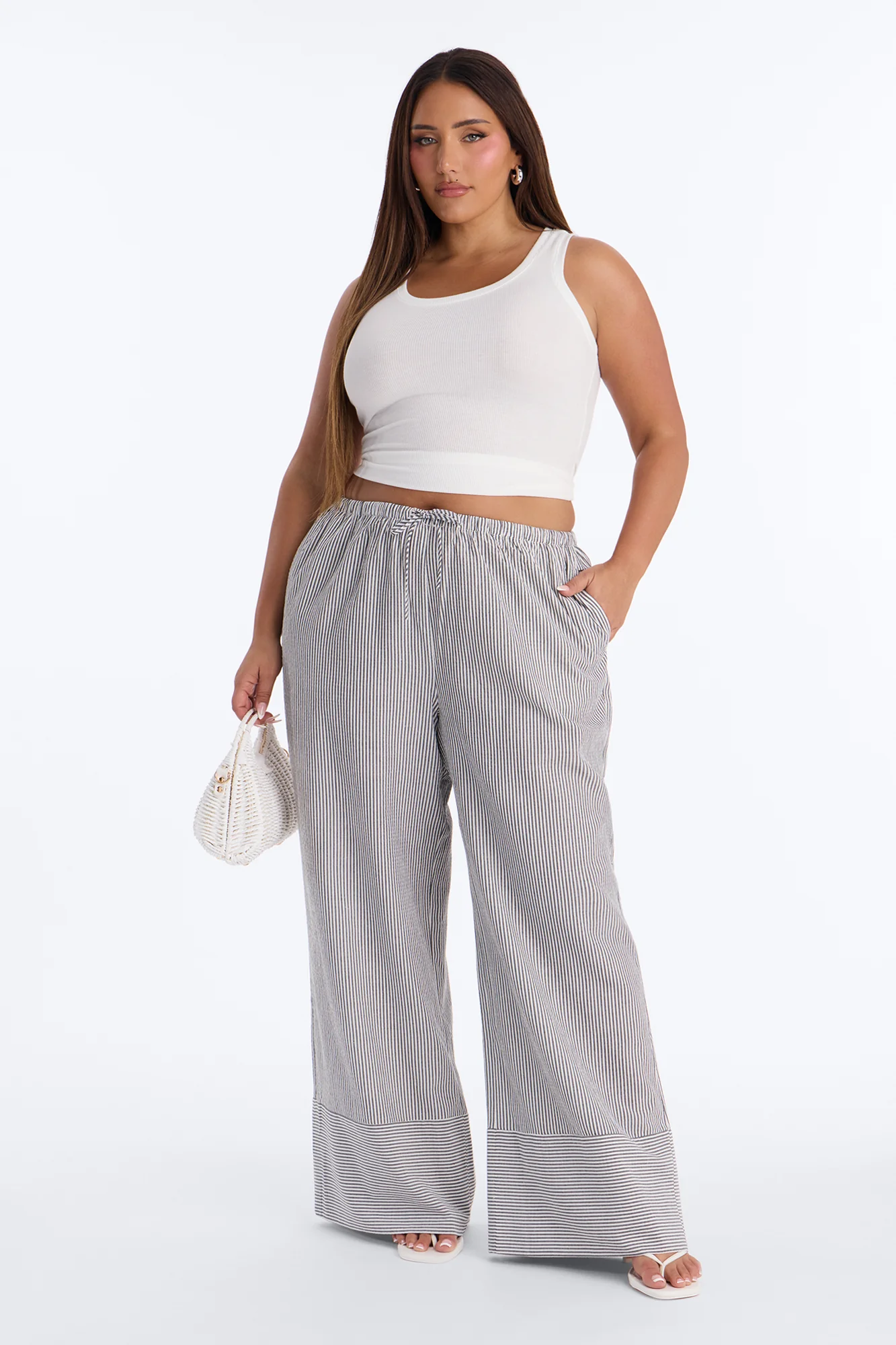 Suddenly I See Wide Leg Striped Pant - Black/White - Image 5