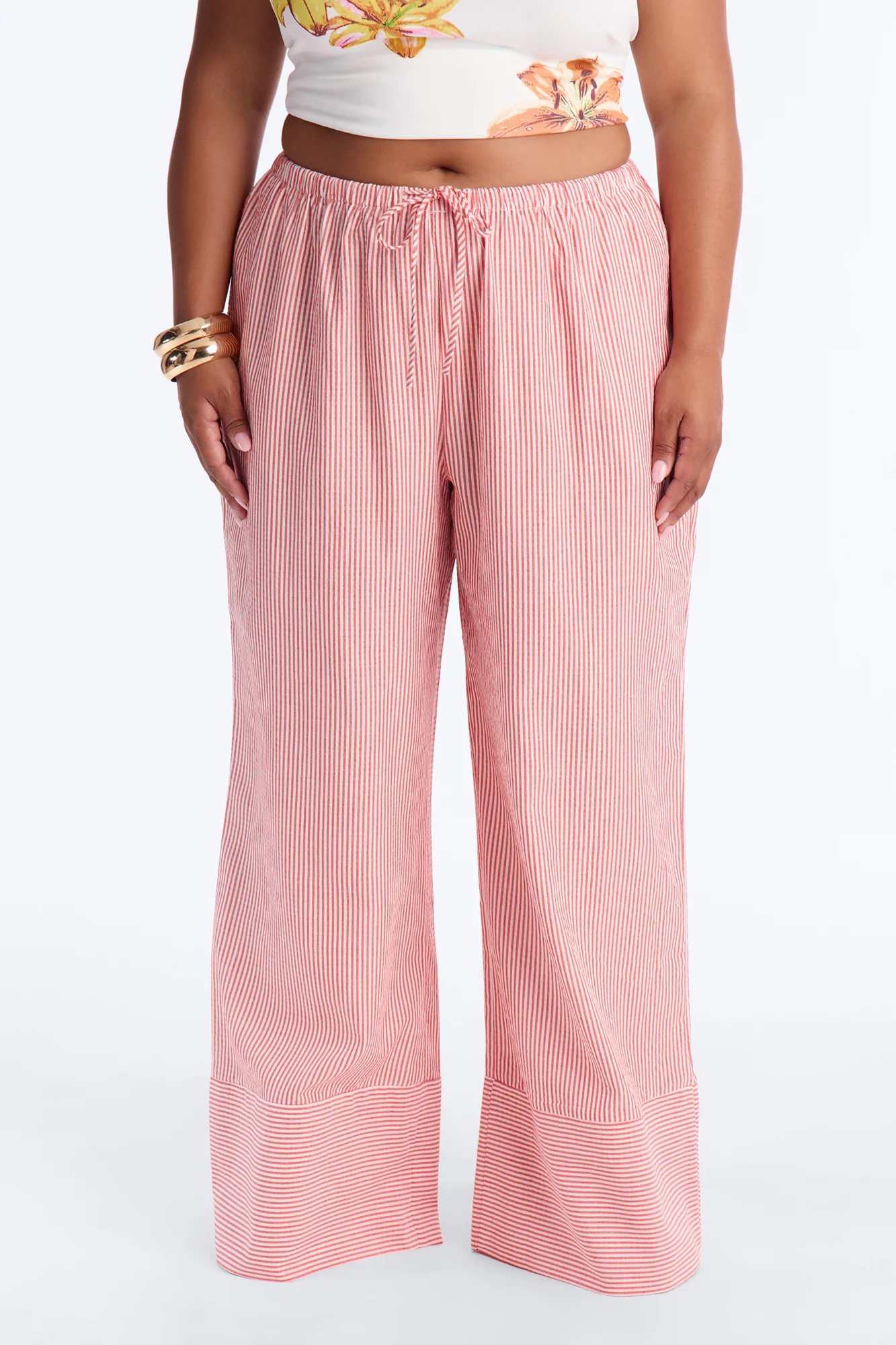 Suddenly I See Wide Leg Striped Pant - Tomato Red/combo - Image 6