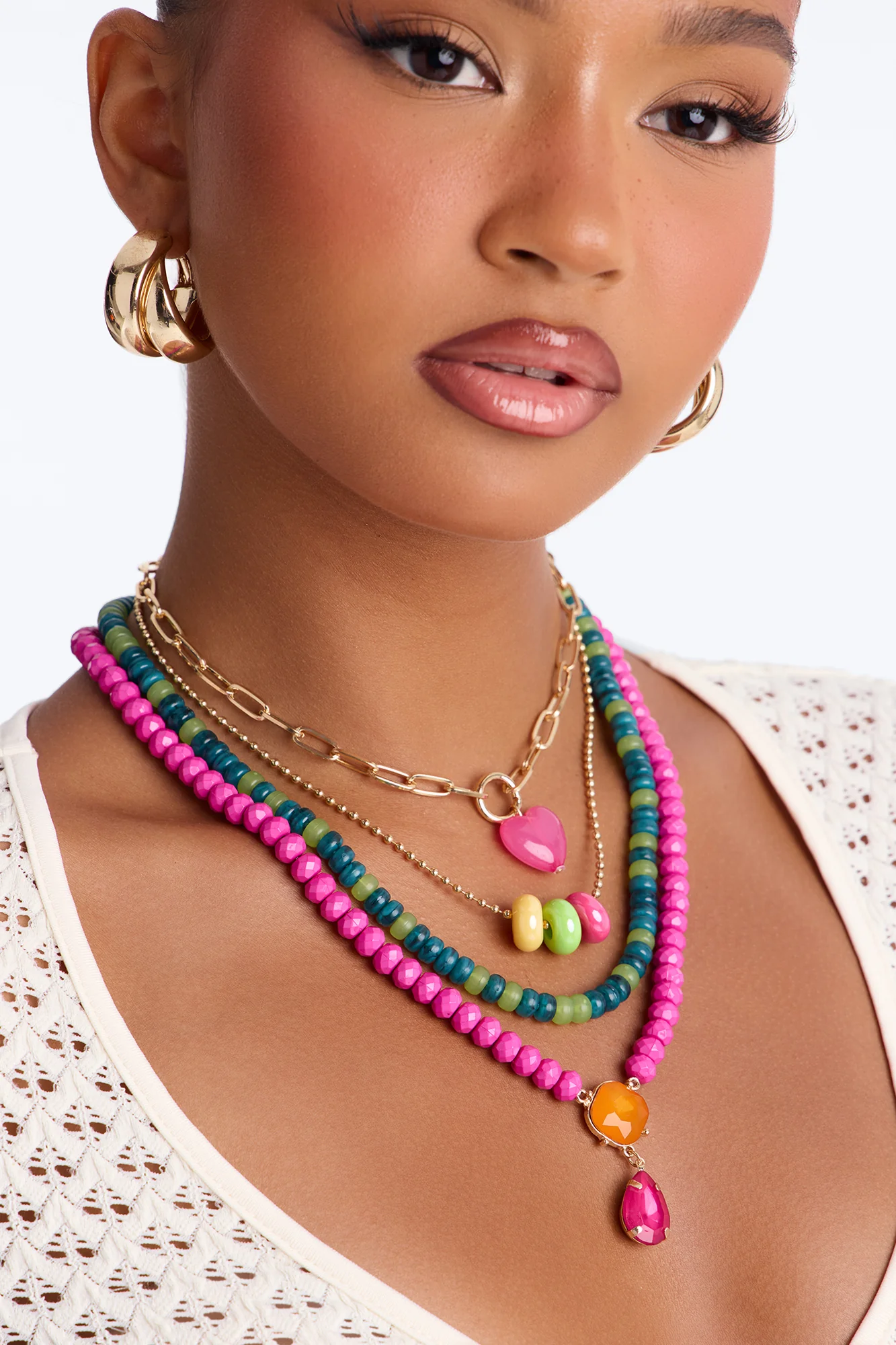 Sugar Blush Layered Necklace - Pink/combo - Image 2