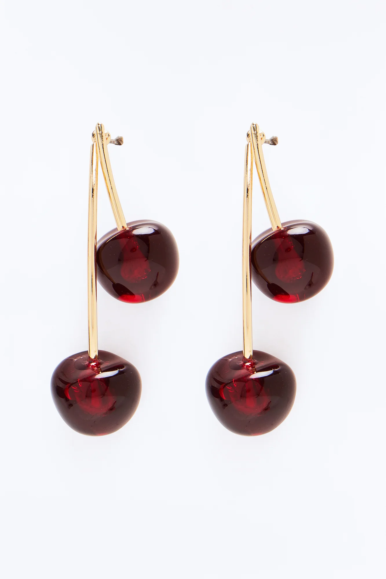 Sugarplum Cherry Earrings - Gold/Red - Image 3