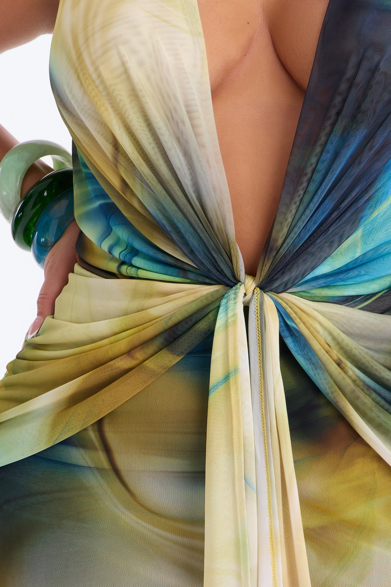 Summer Fling Halter Mesh Mini Dress - Green/combo - Image 3